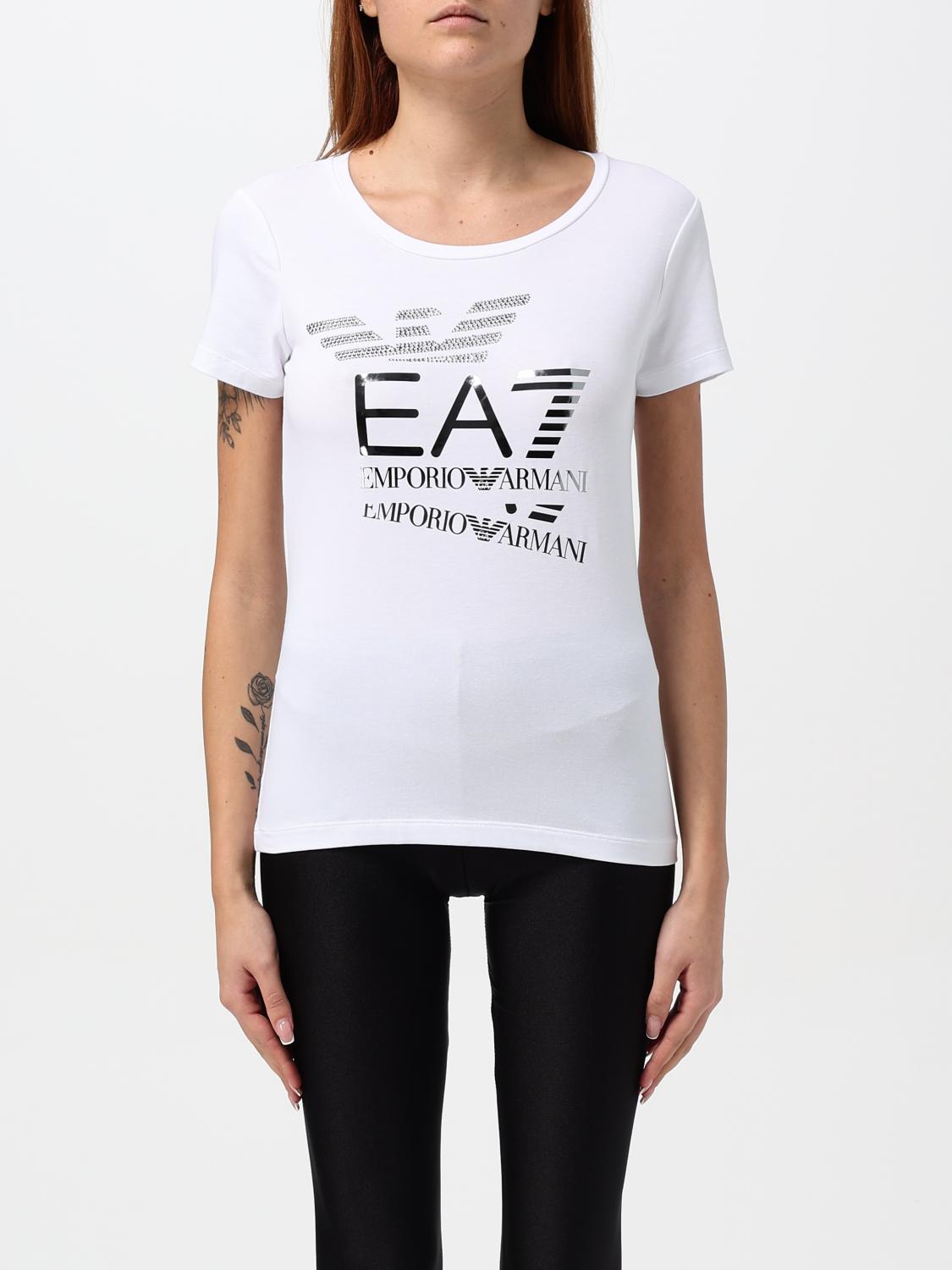 Shop Ea7 T-shirt  Woman Color White In Weiss