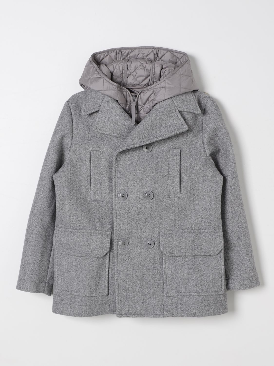 Shop Il Gufo Coat  Kids Color Grey In Grau