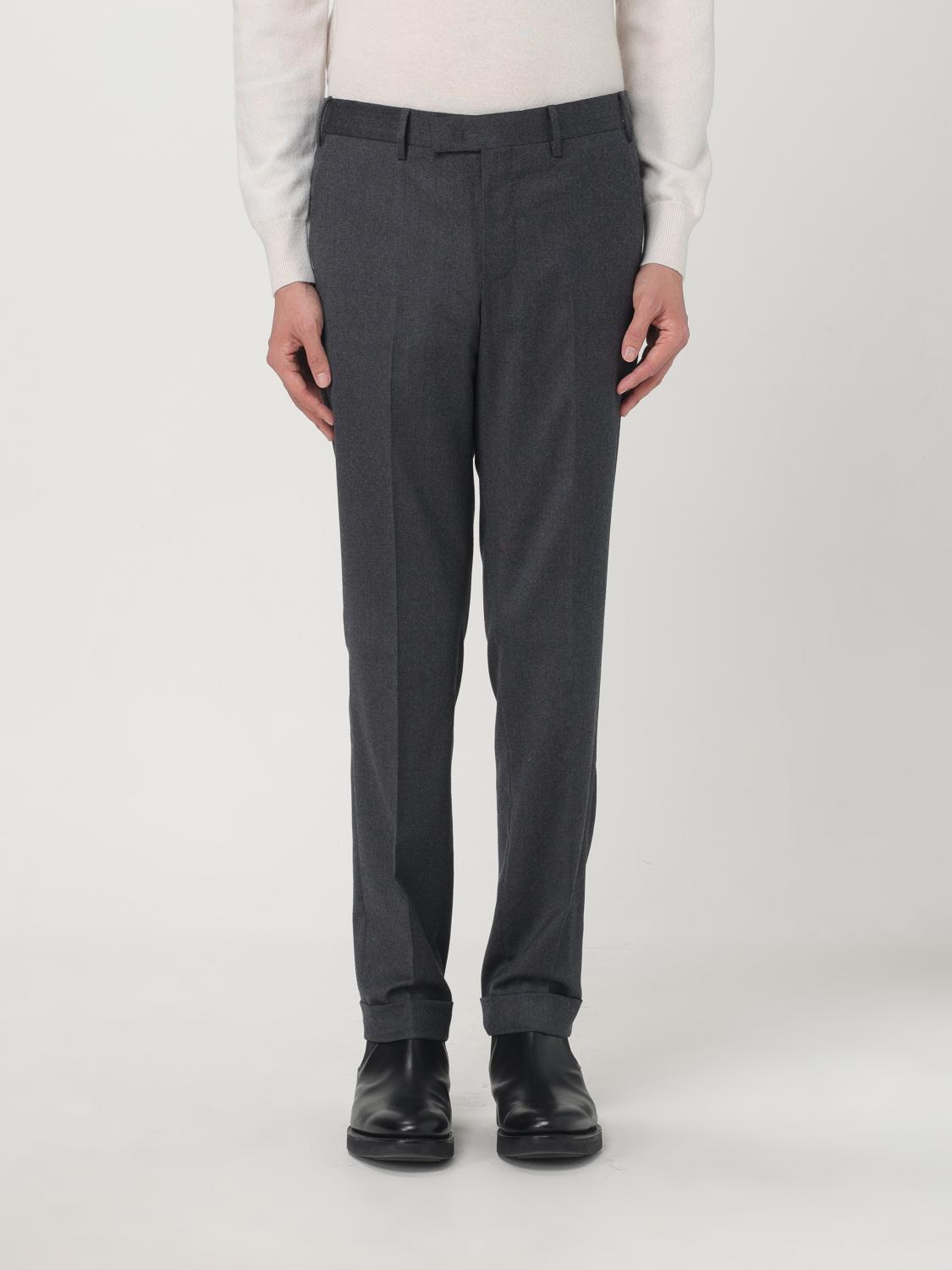 Pt Torino Taupe Colour Wool Trousers In Grau 1