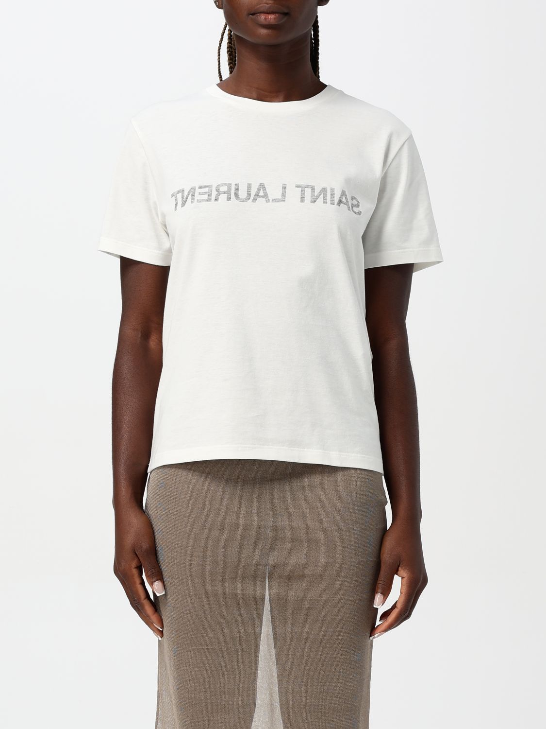 Shop Saint Laurent T-shirt  Woman Color White In Weiss