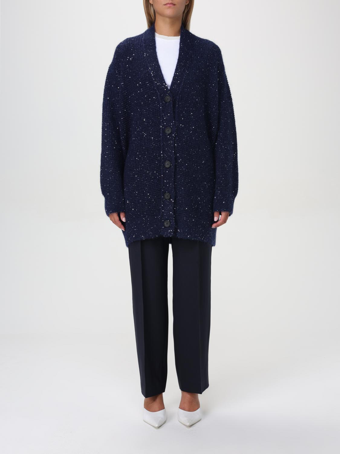 Shop Fabiana Filippi Cardigan  Woman Color Blue In Blau