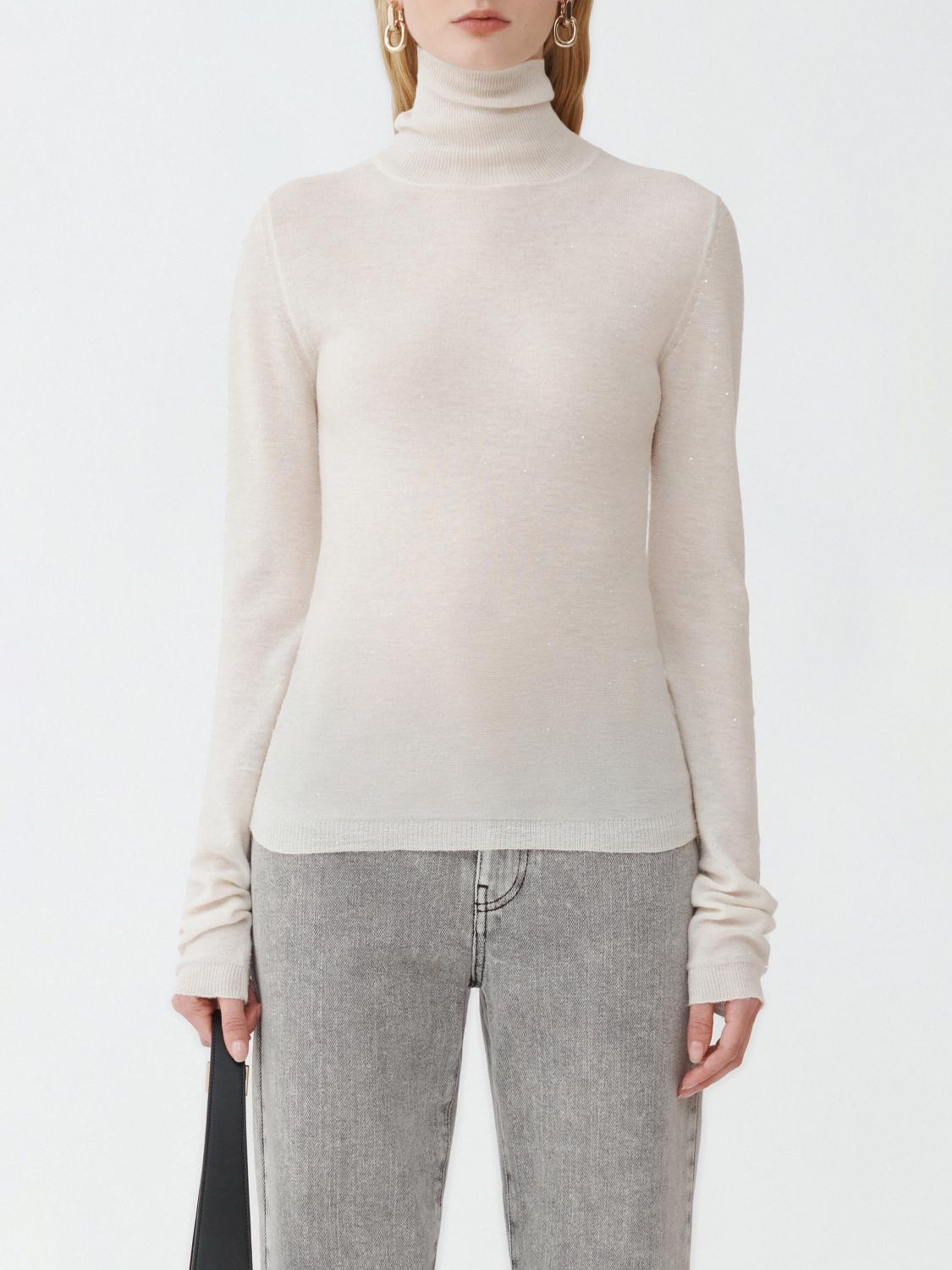 Fabiana Filippi Ribbed-knit Roll-neck Top In 白色