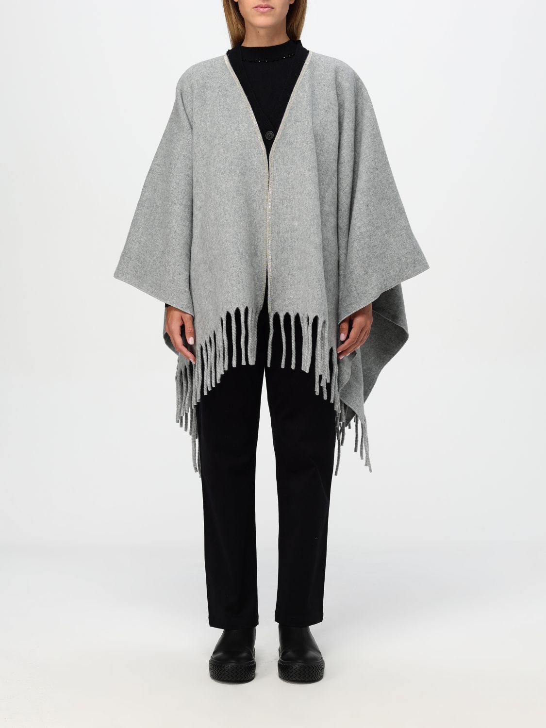 Shop Fabiana Filippi Cape  Woman Color Grey In Grau