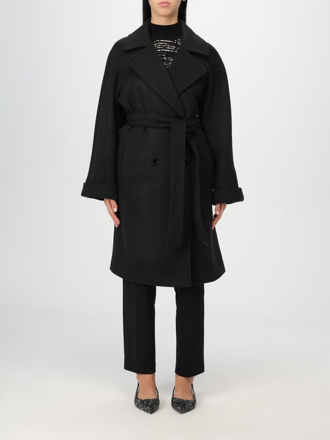 Actitude Twinset Coat  Woman Color Black In 黑色