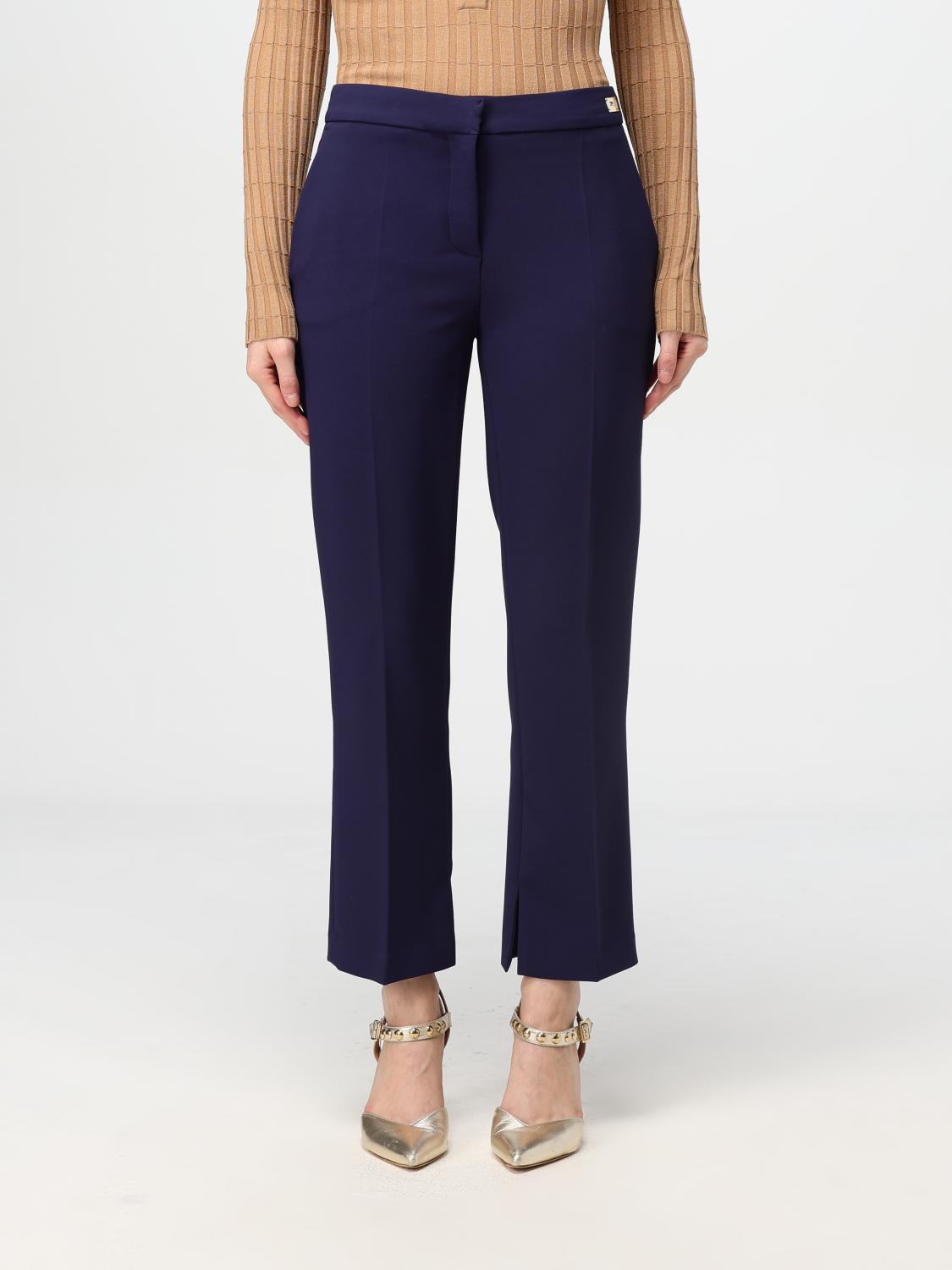 Shop Elisabetta Franchi Pants  Woman Color Blue In Blau