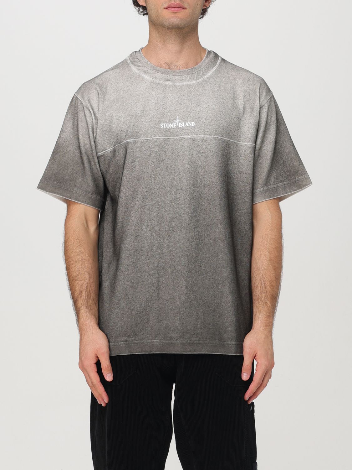 Shop Stone Island T-shirt  Men Color Grey In Grau