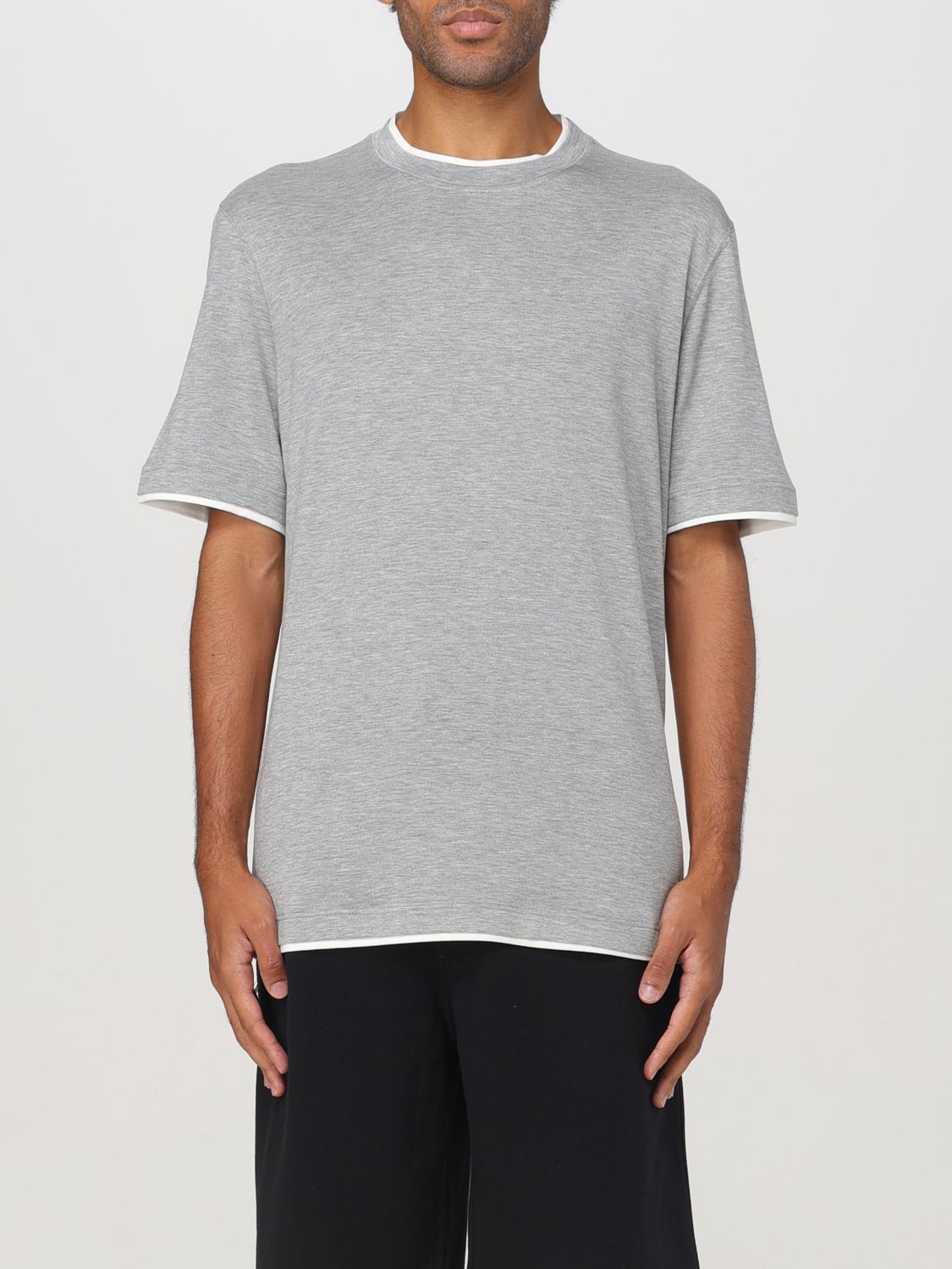 Shop Brunello Cucinelli T-shirt  Men Color Grey In Grau