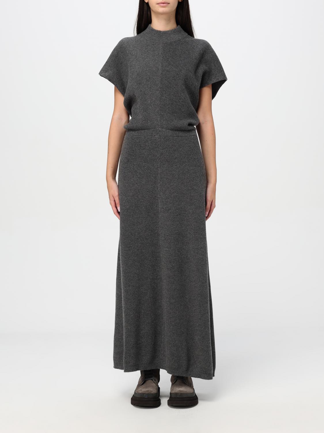 Brunello Cucinelli Dress Woman Color Lead In Lead