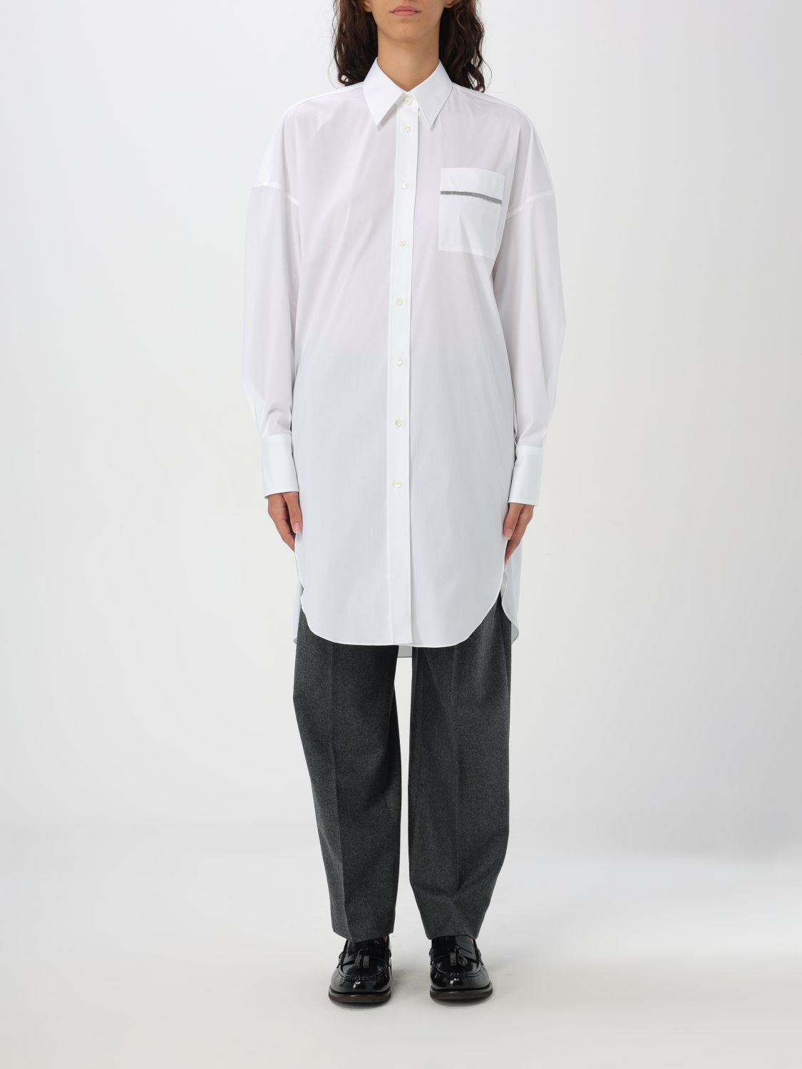 Shop Brunello Cucinelli Shirt  Woman Color White In Weiss