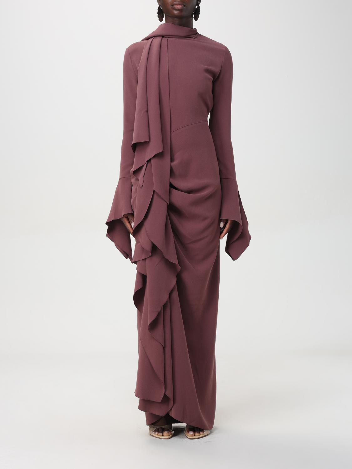 Solace London Dress Woman Brown In Purple