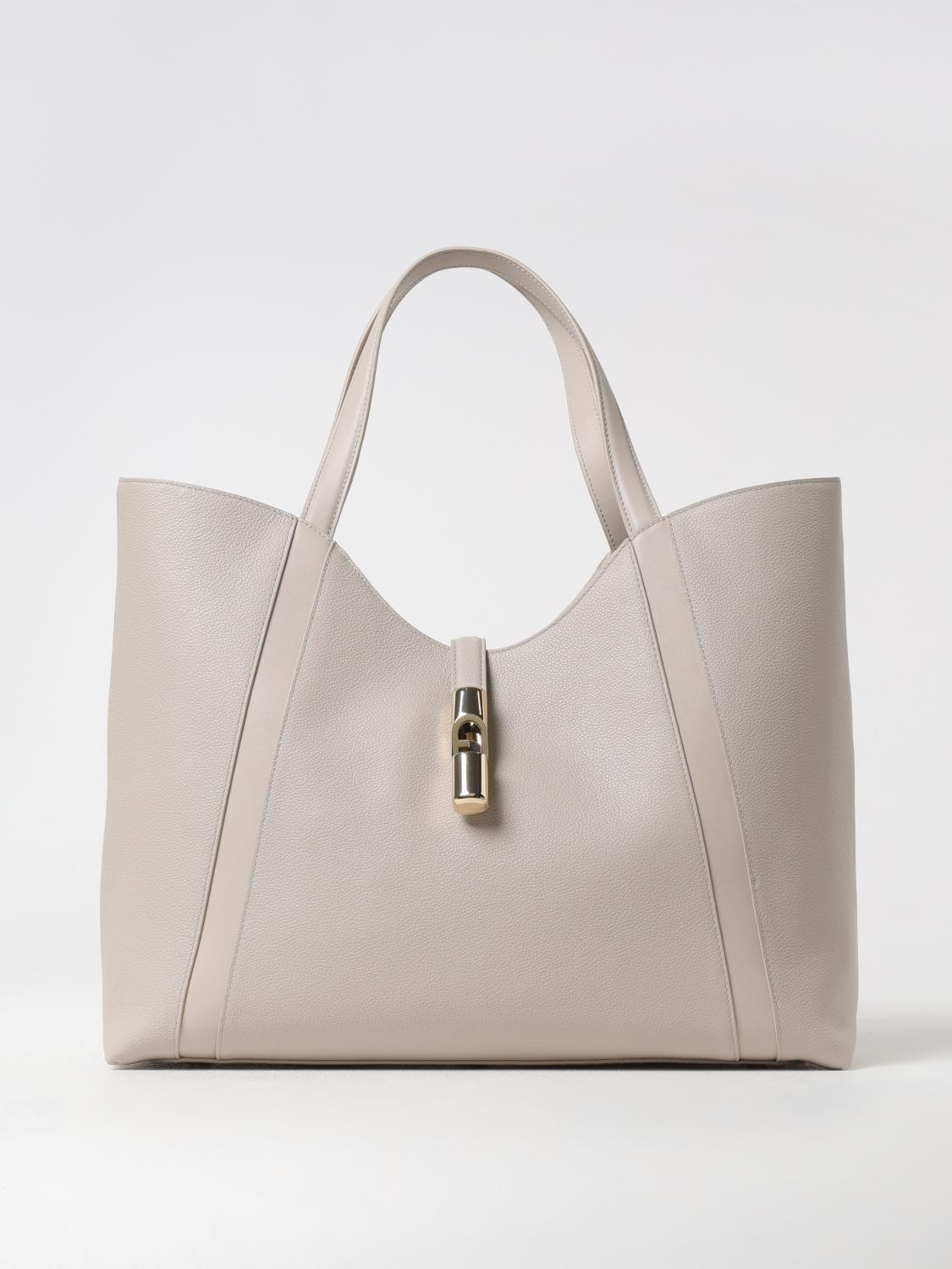 Furla Double Handle Shoulder Bag In Cream