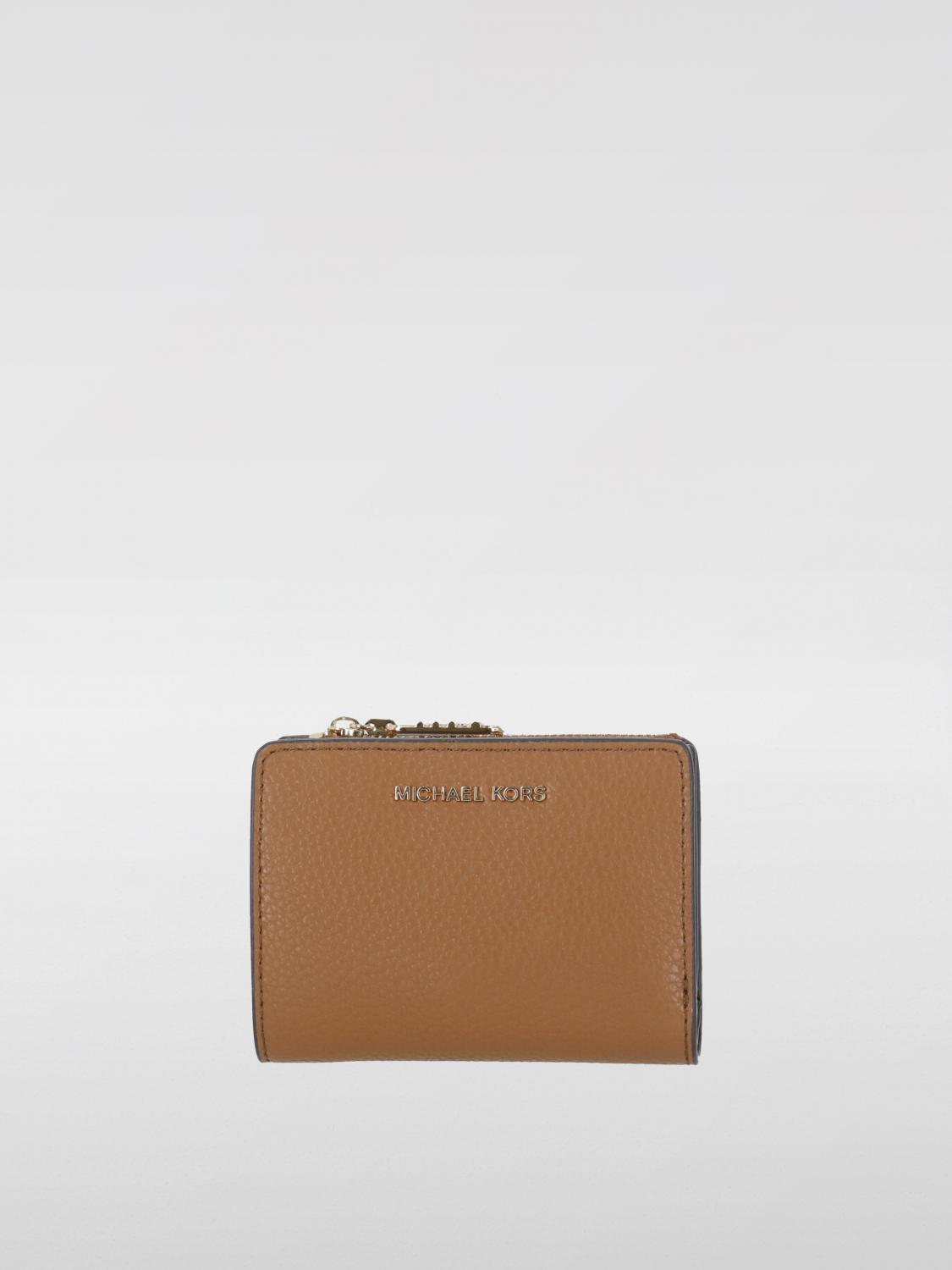 Michael Kors 'empire' Brown Wallet With Logo Lettering In Hammered Leather Woman In Brown