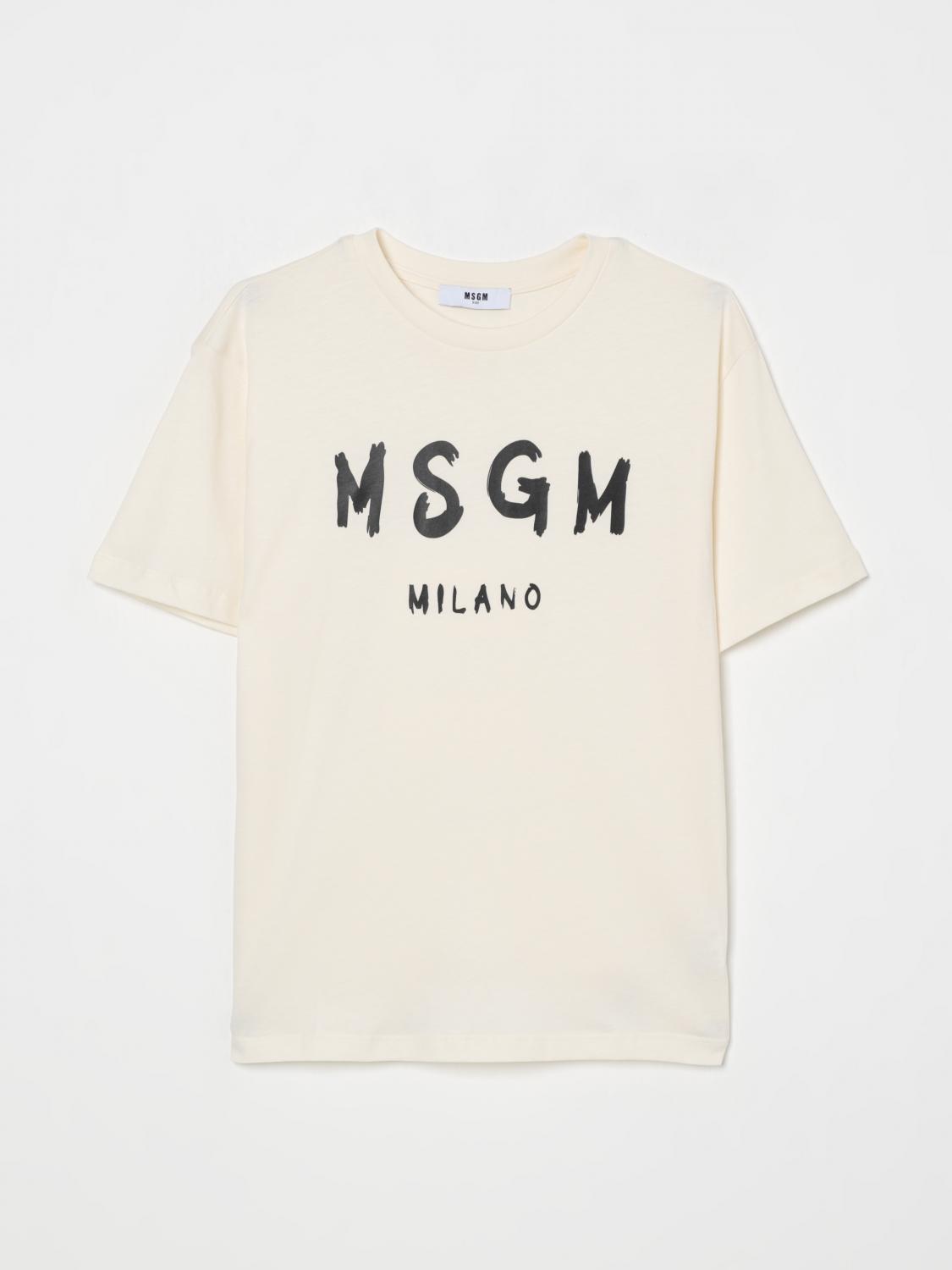 Shop Msgm T-shirt Kids Kids Color Cream