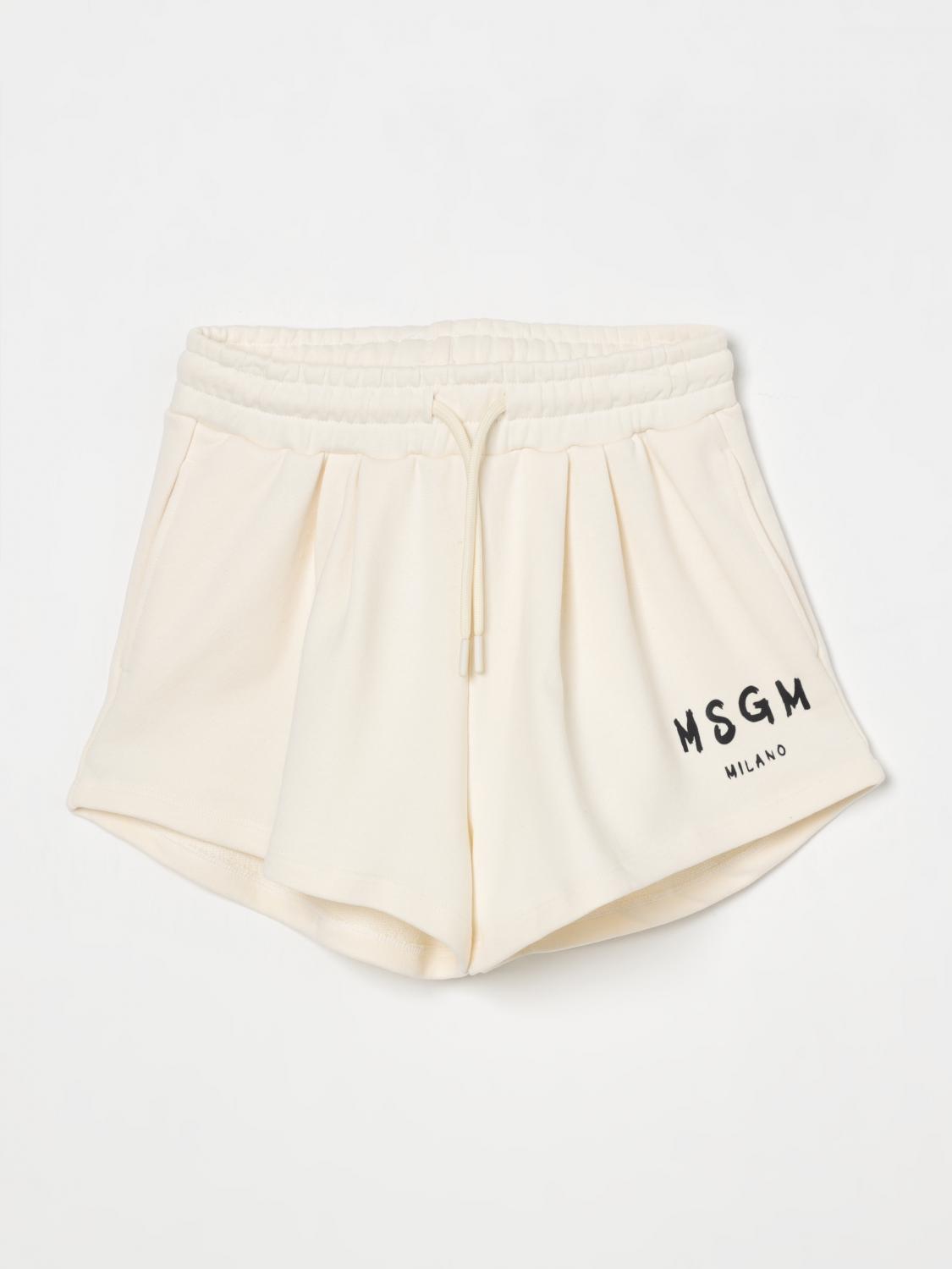 Msgm Cotton Sweat Shorts In Cream