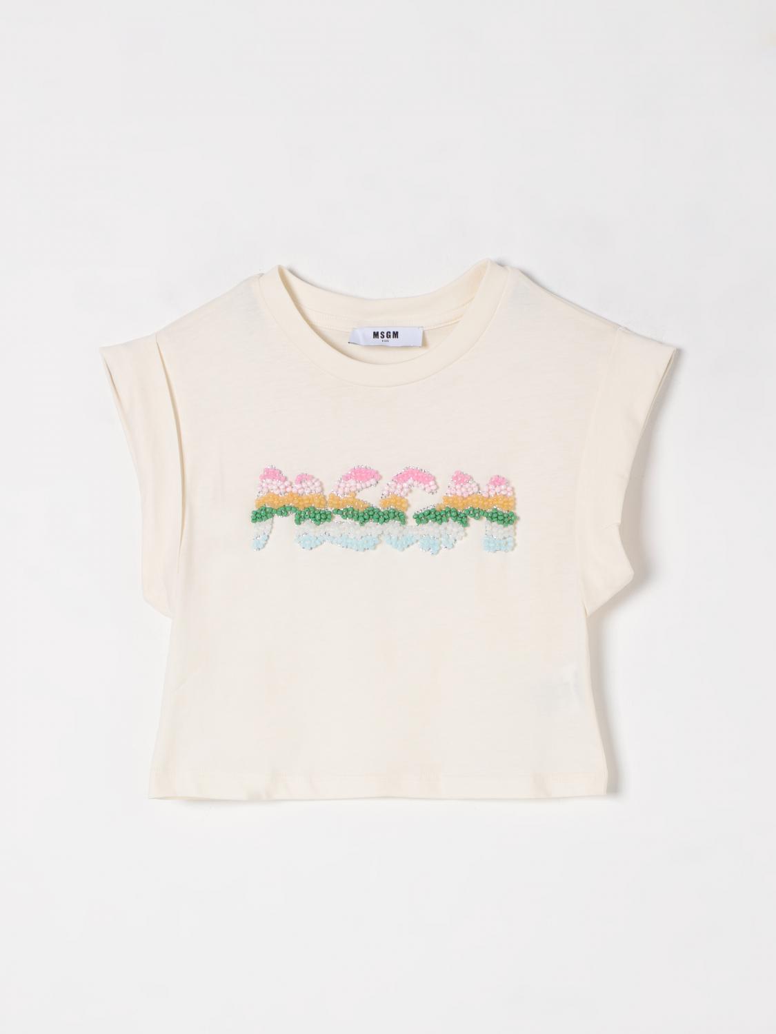 Msgm T-shirt Kids Kids Color Cream In Cream