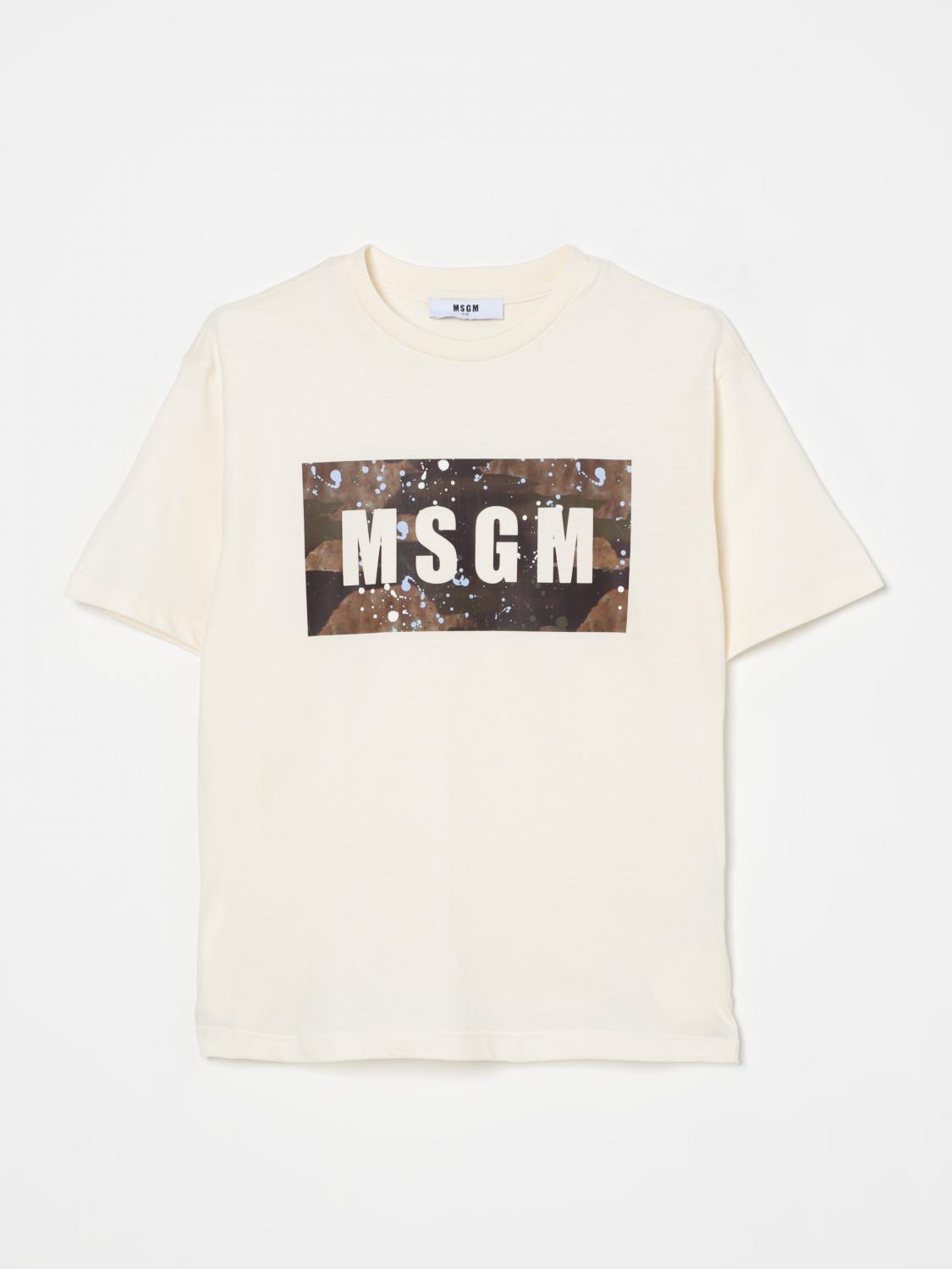 Msgm Logo-print T-shirt In Cream