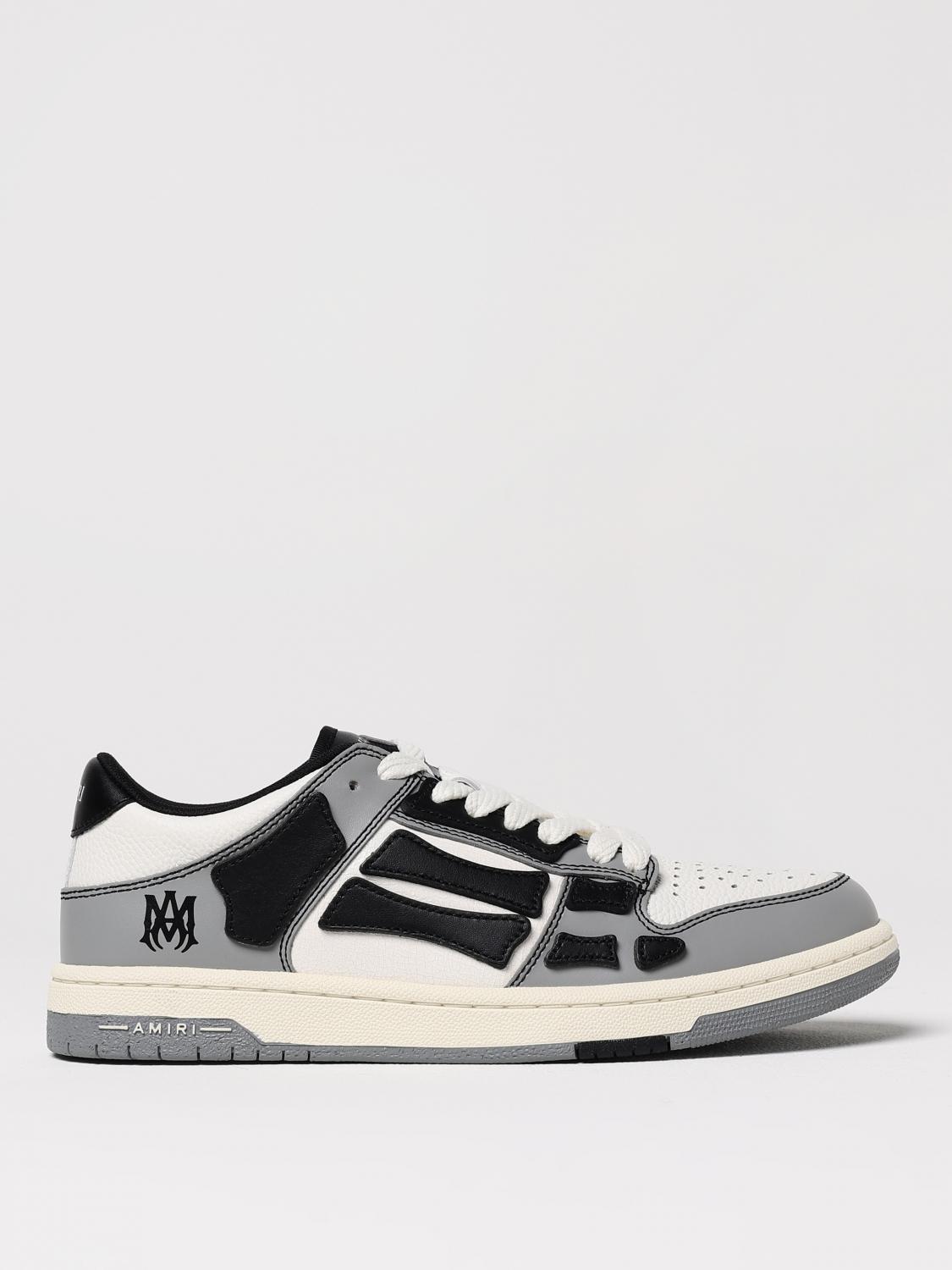 Amiri Varsity Skel Top Low Sneakers In Grey Leather