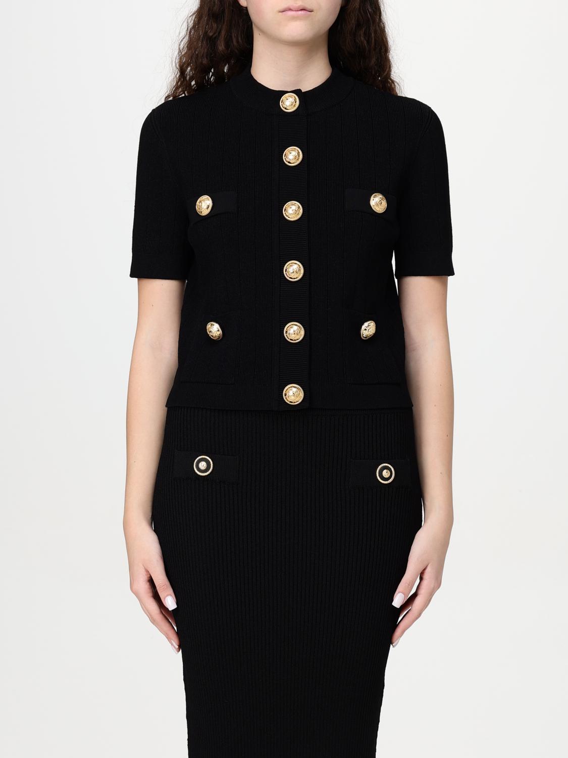 Shop Balmain Cardigan Woman Color Black In Schwarz