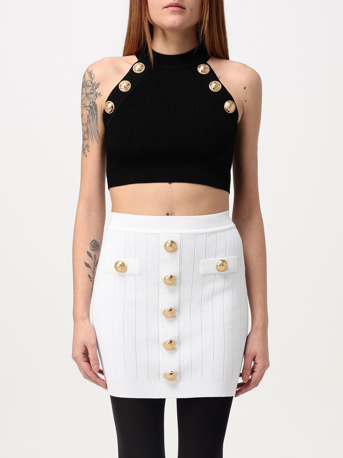 Balmain Chiocciola Tops In Schwarz