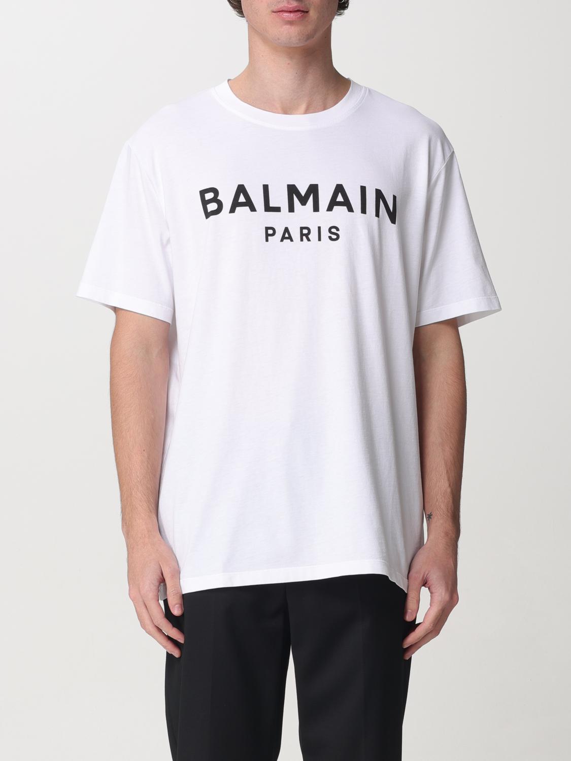 Balmain Printed Cotton T-shirt In Weiss