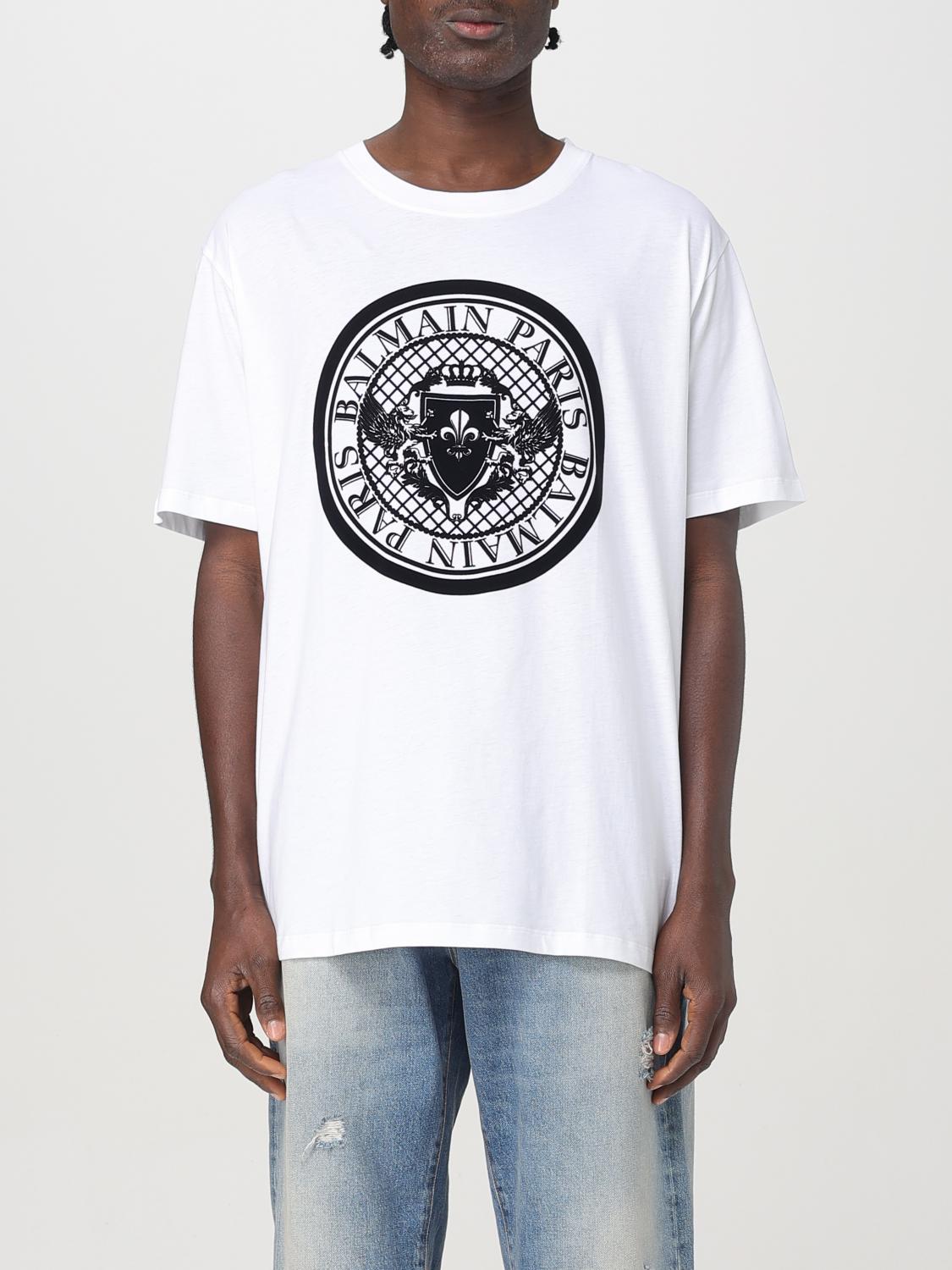 Balmain White Cotton T-shirt With Maxi Logo Print In Weiss