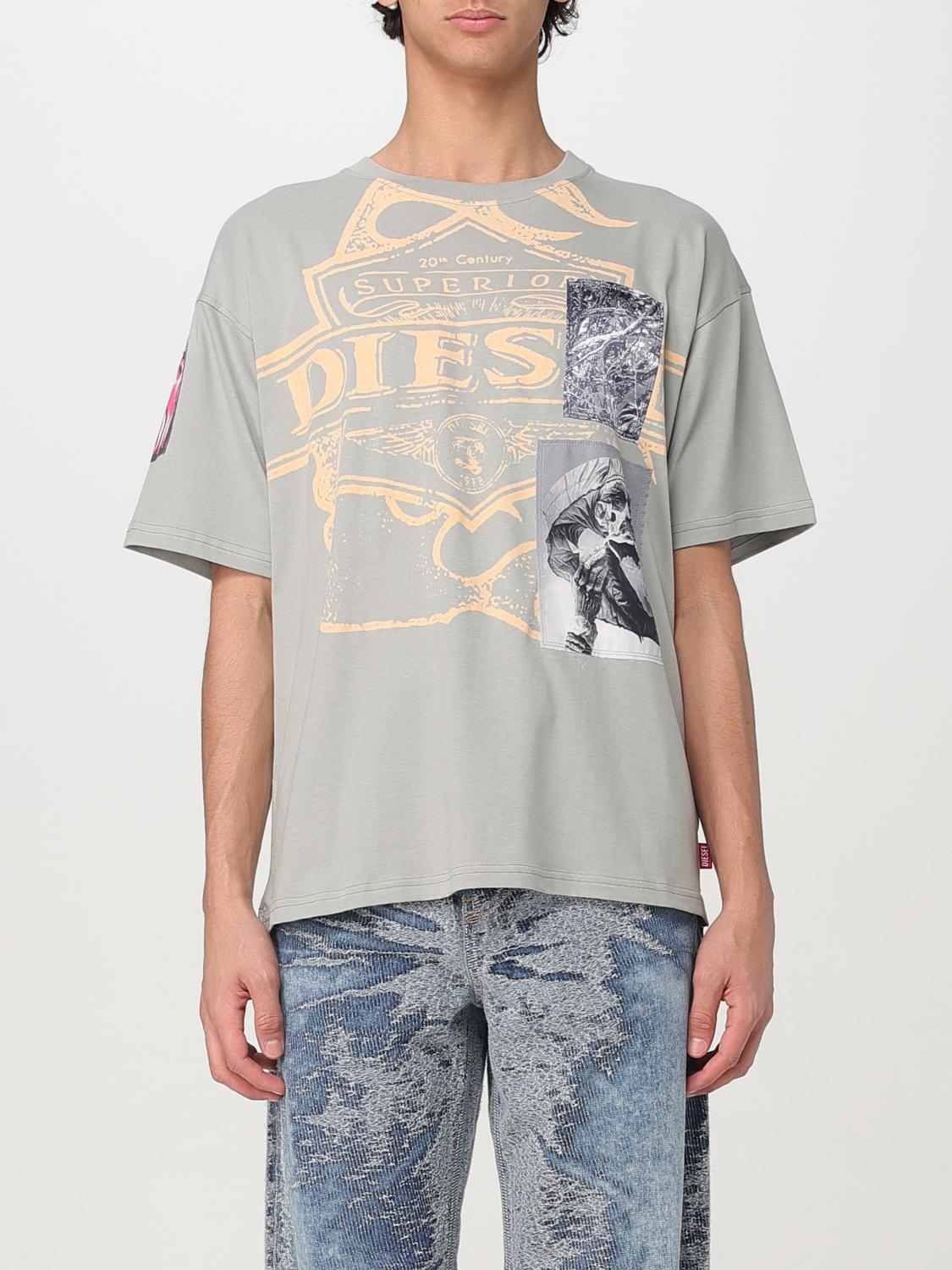 Diesel T-boxt Slits R8 Graphic Patch T Shirt In Grey