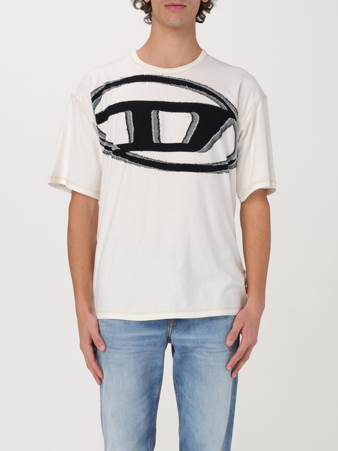 Diesel Graphic Print Round Neck Short Sleeves In White