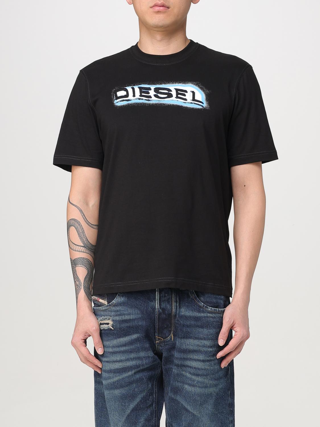 Diesel Black Cotton T-adjust-r4t T-shirt In Black