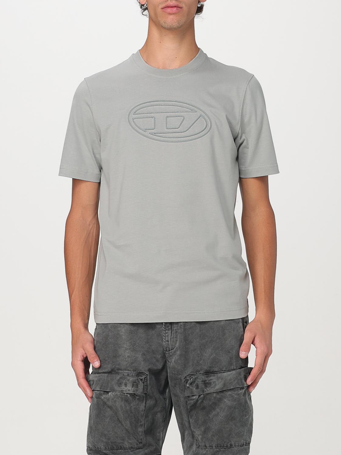 Diesel T-shirt Brodé En Coton In Grey