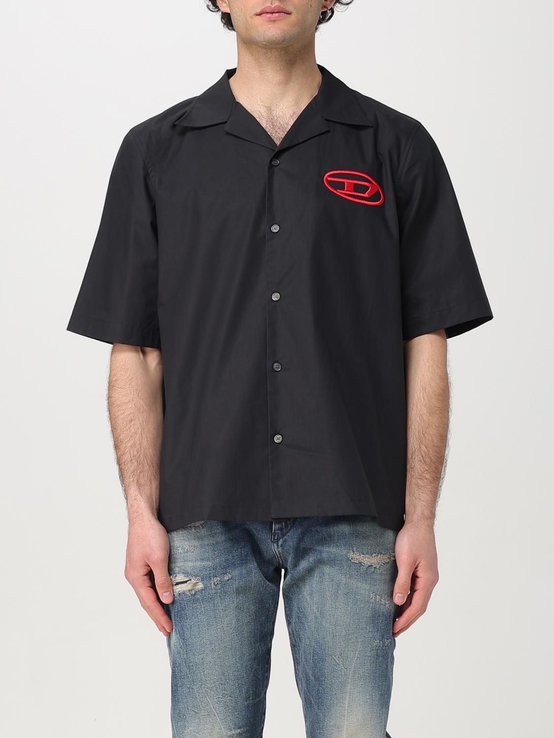 Diesel Camicia Bowling Con Logo Ricamato In Black