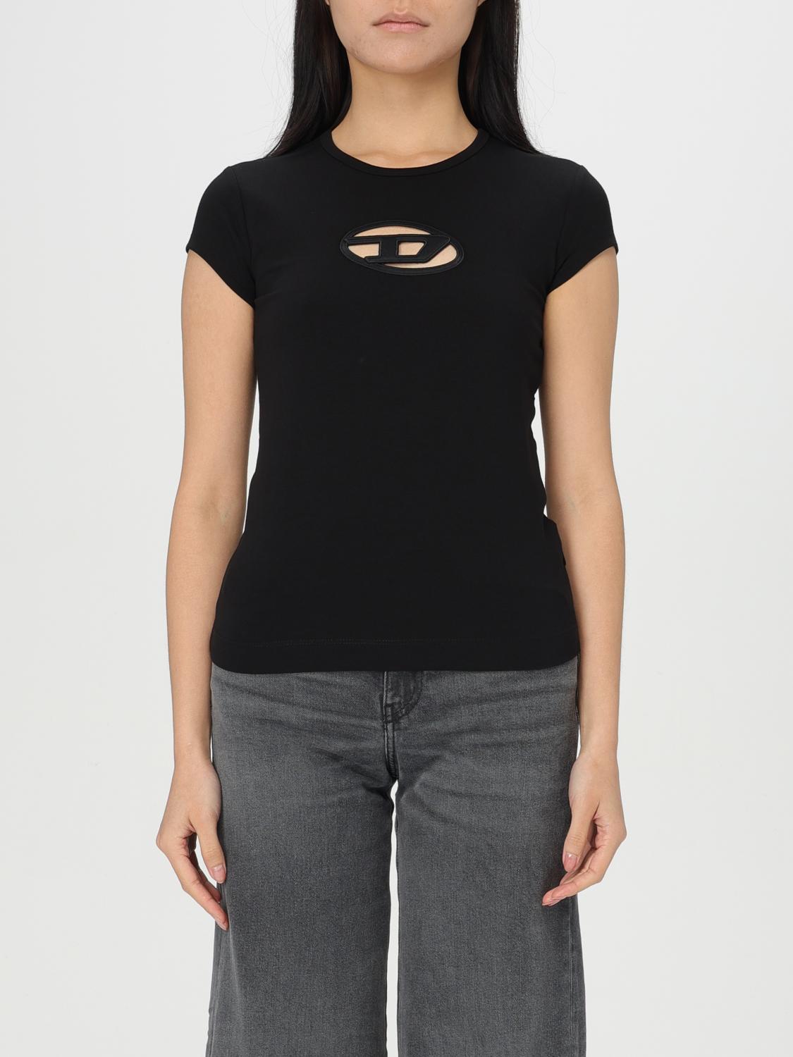 Diesel T-angie T-shirt In Stretch Cotton In Black