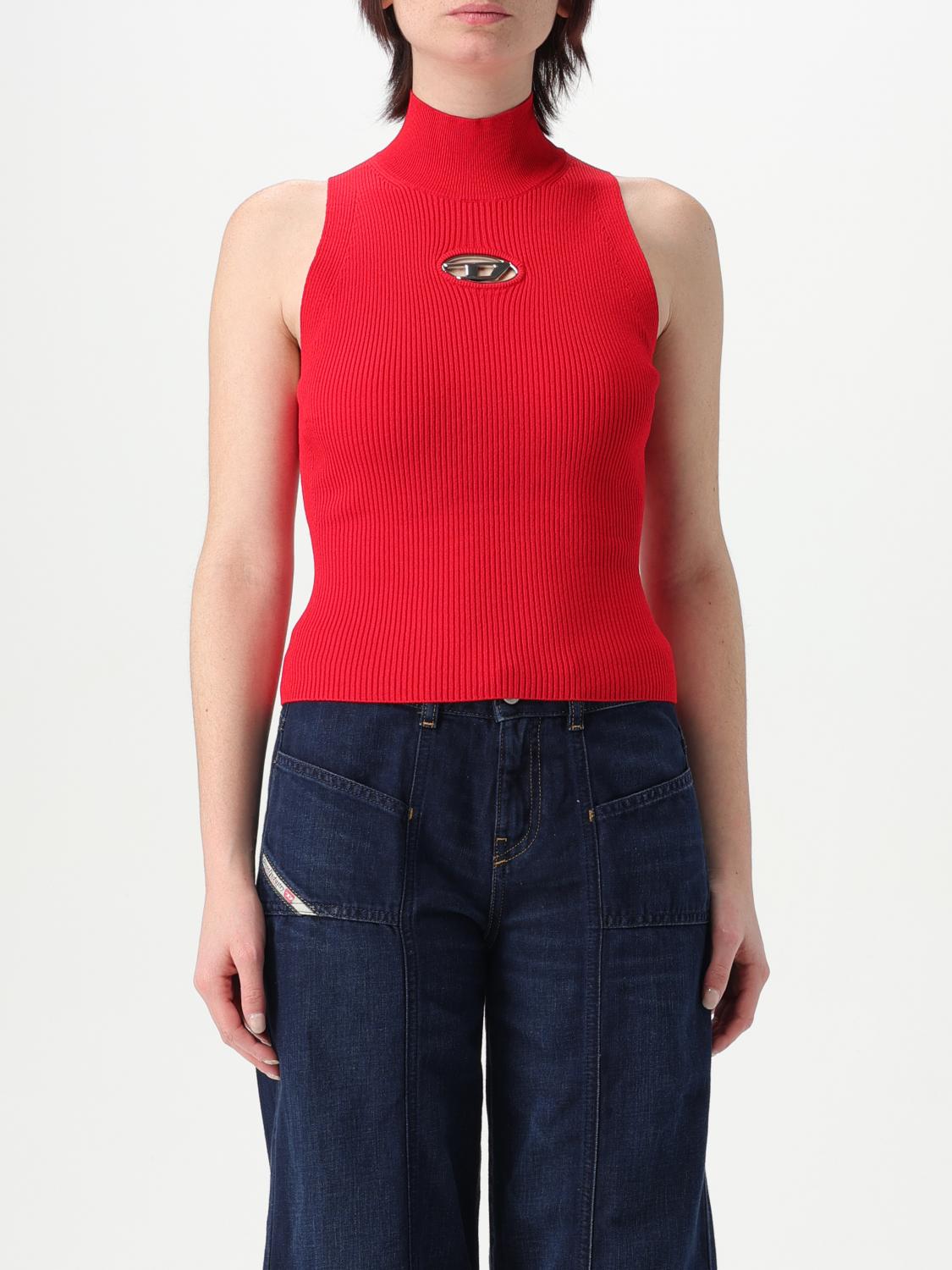 Diesel Red Top Cropped In Red
