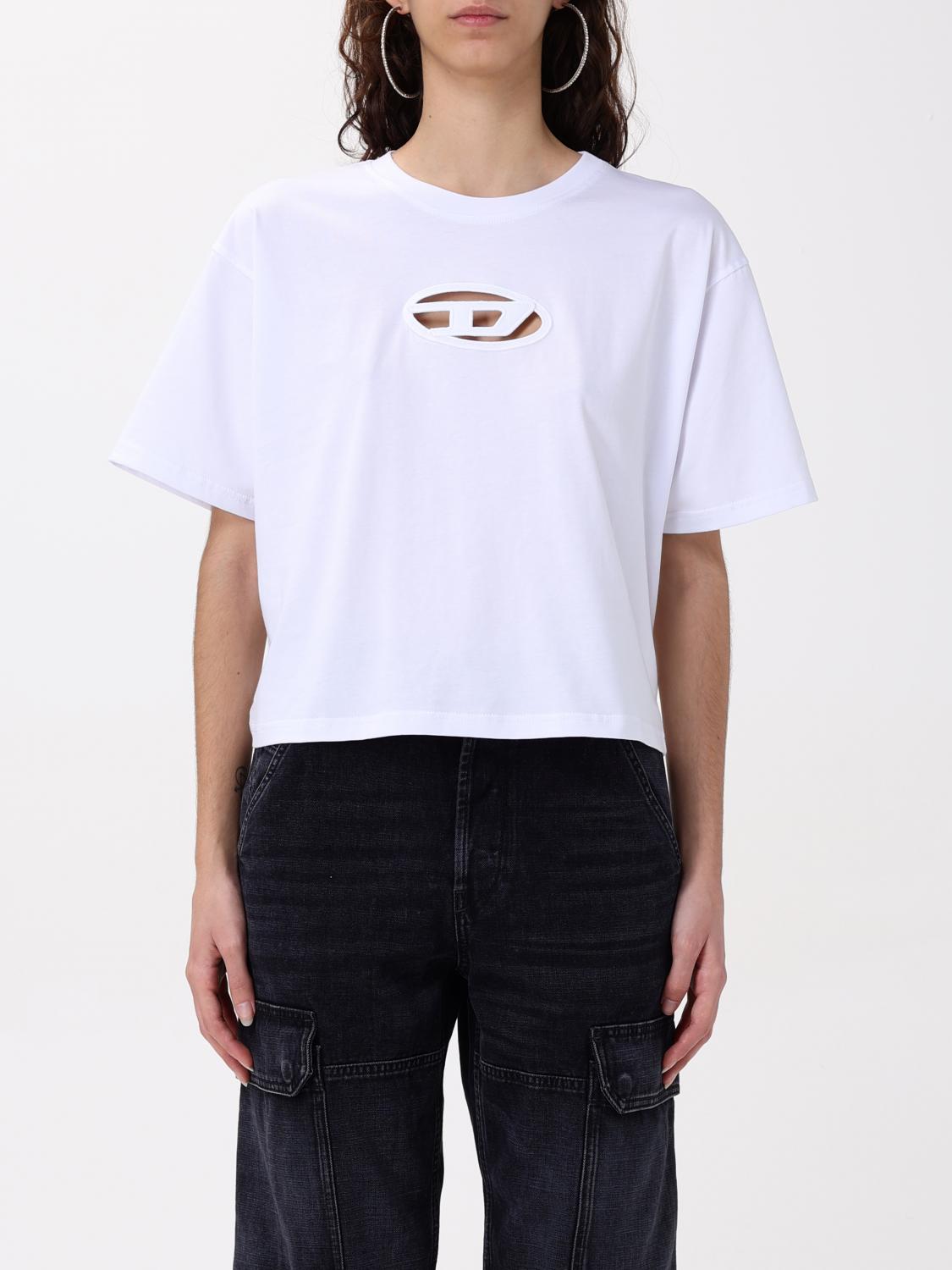Diesel Women T-buxt-crop-out T-shirt In White