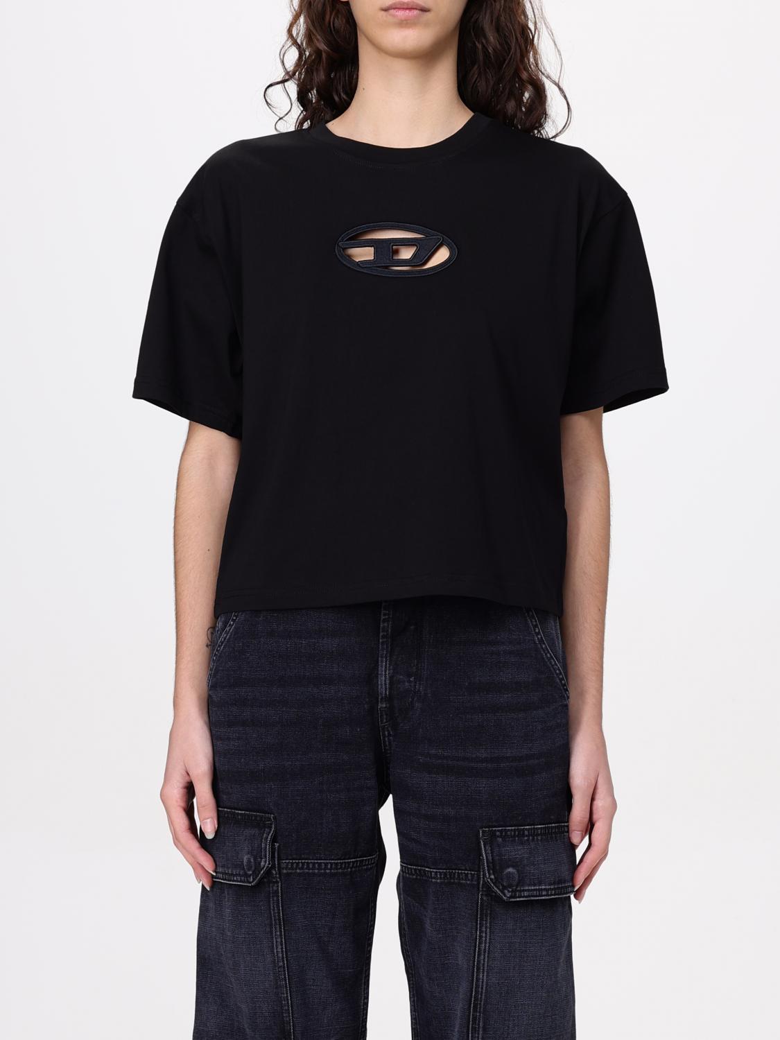 Diesel T-buxt-crop Cotton T-shirt In Black
