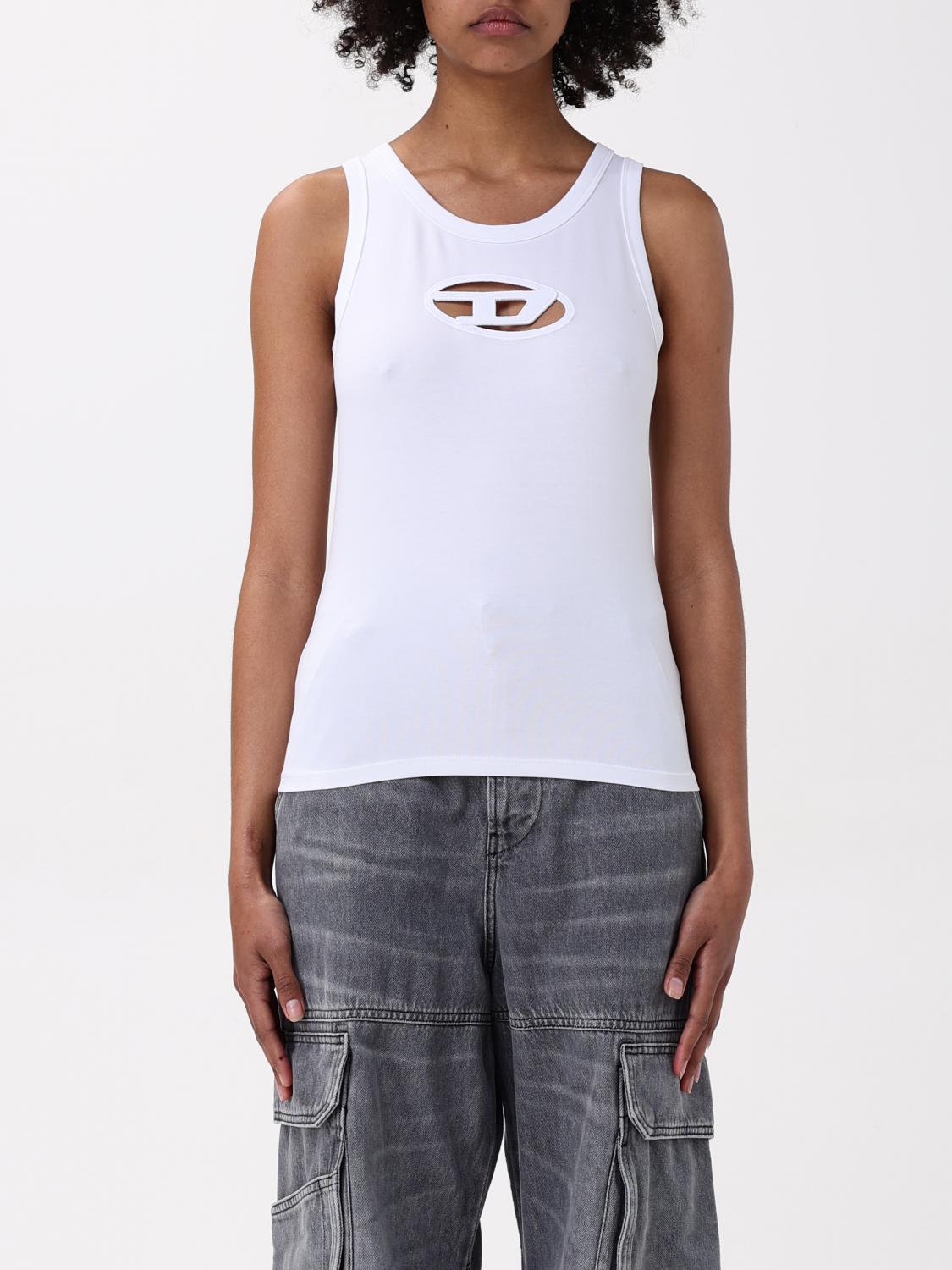 Diesel White Stretch Cotton T-lynys Tank Top In White