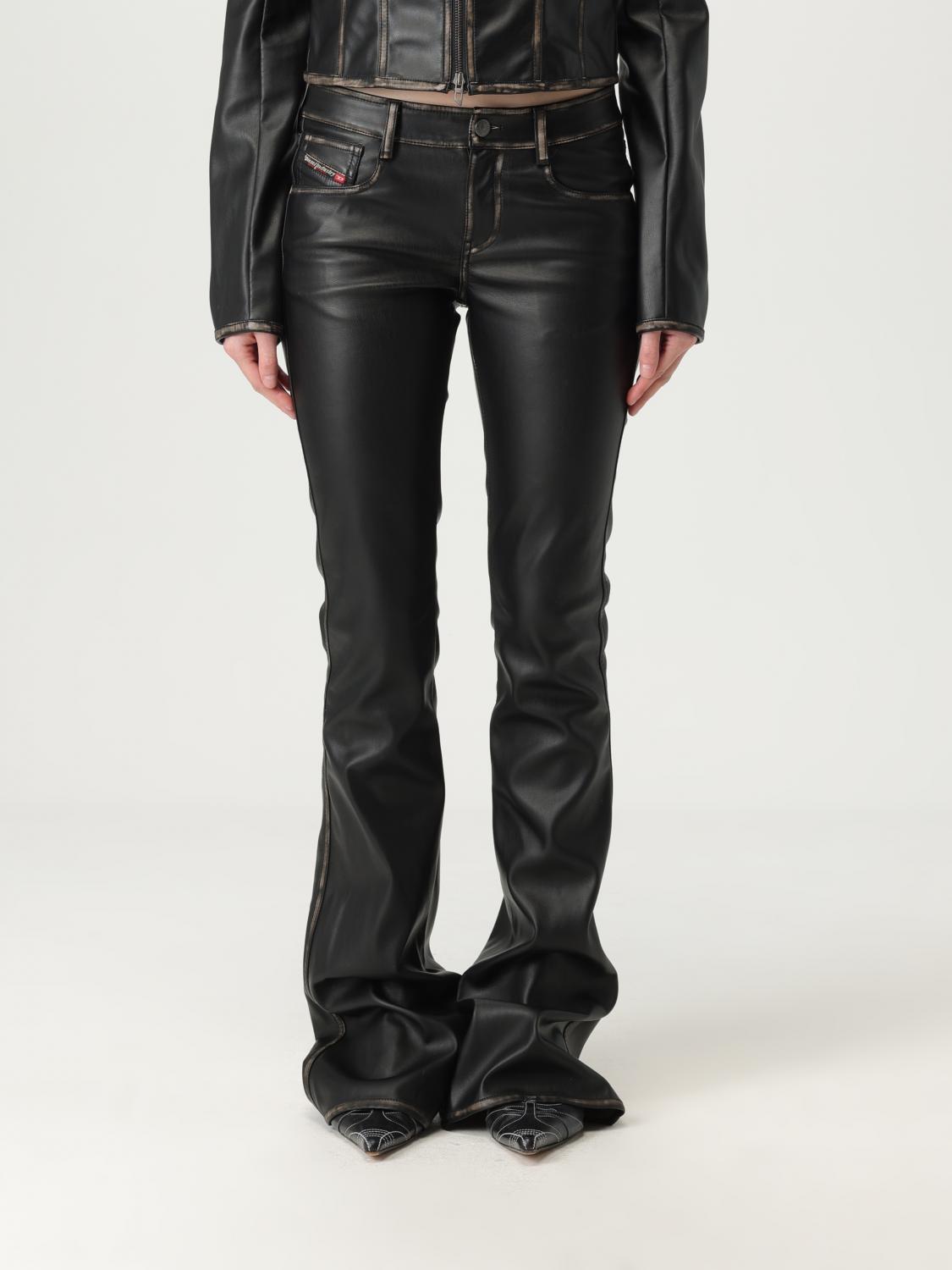 Diesel Black P-stellar-q1 Faux-leather Trousers