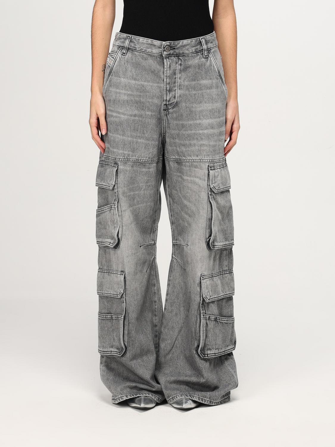Shop Diesel Jeans Woman Color Grey In Grau
