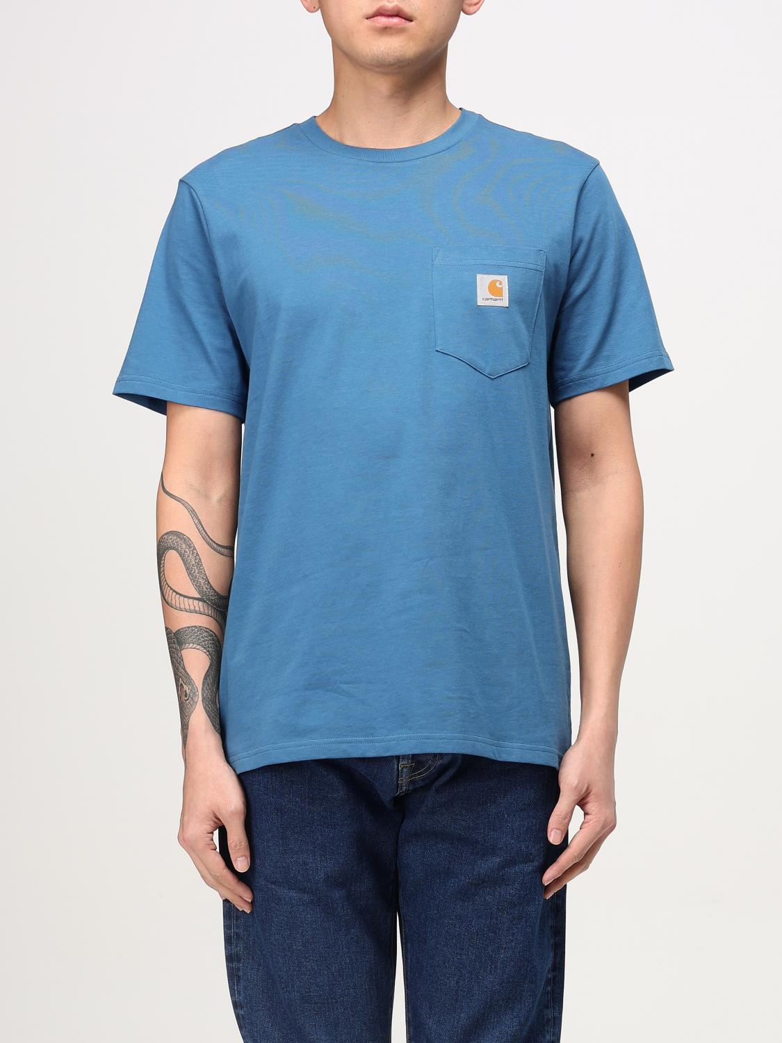 Carhartt T-shirt Wip Men Color Gnawed Blue In Hellblau