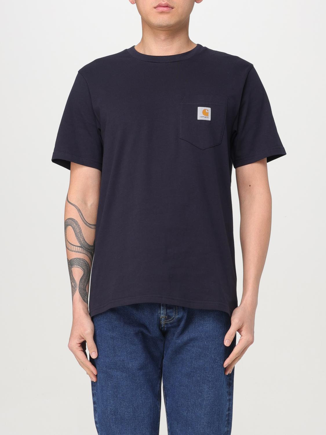 Carhartt Vintage  Pocket T Shirt Top In Washed Black, Men's At Urban Outfitters In Navy