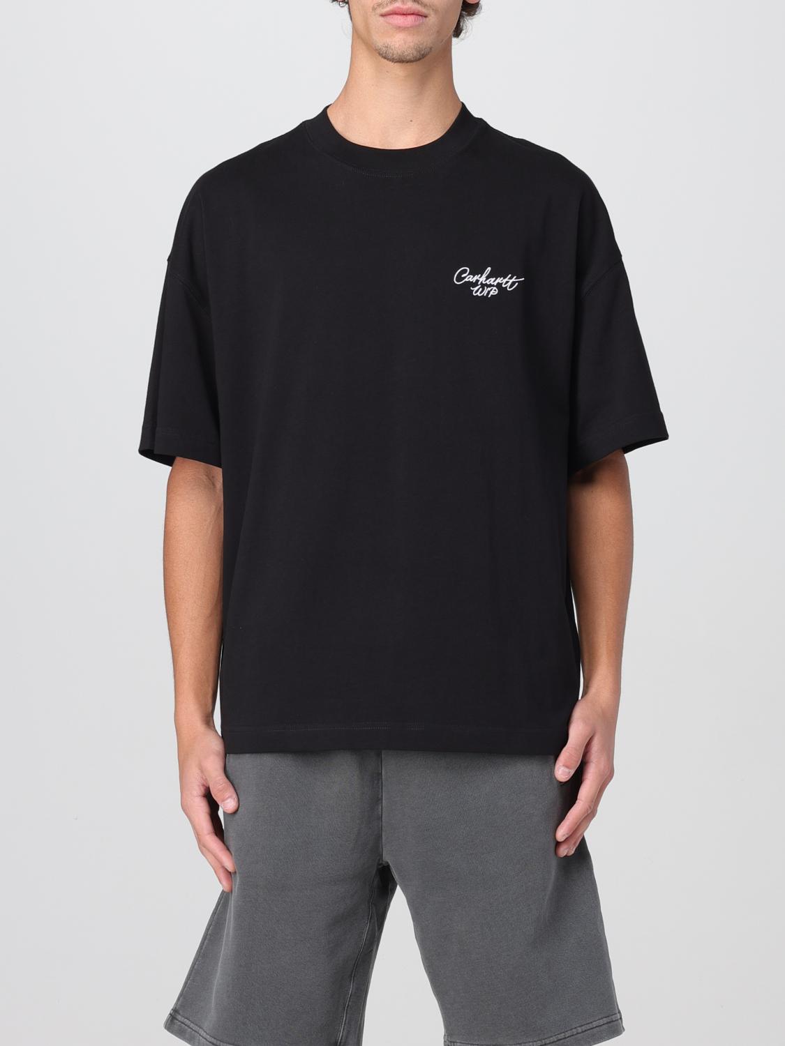 Carhartt Cotton T-shirt With Logo Embroidery In Black 1