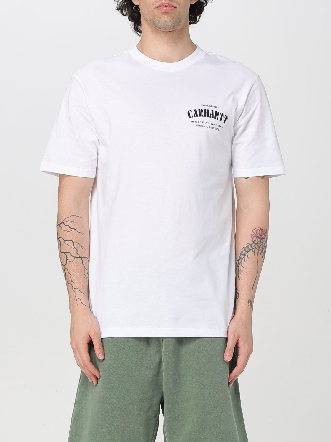 Carhartt Mens White Catalogue Printed Cotton-jersey T-shirt In White