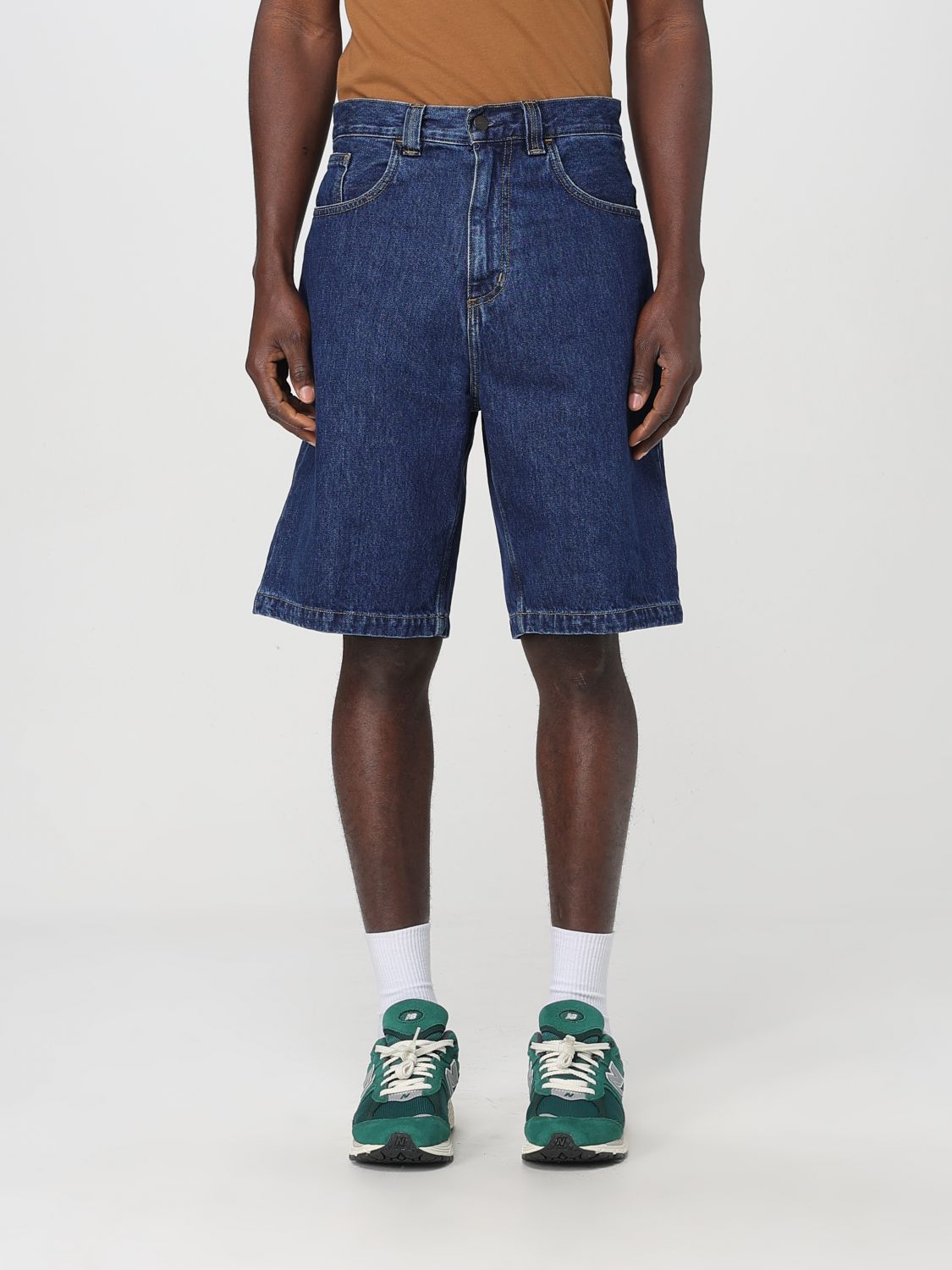 Carhartt Rear Logo-patch Denim Shorts In Blue