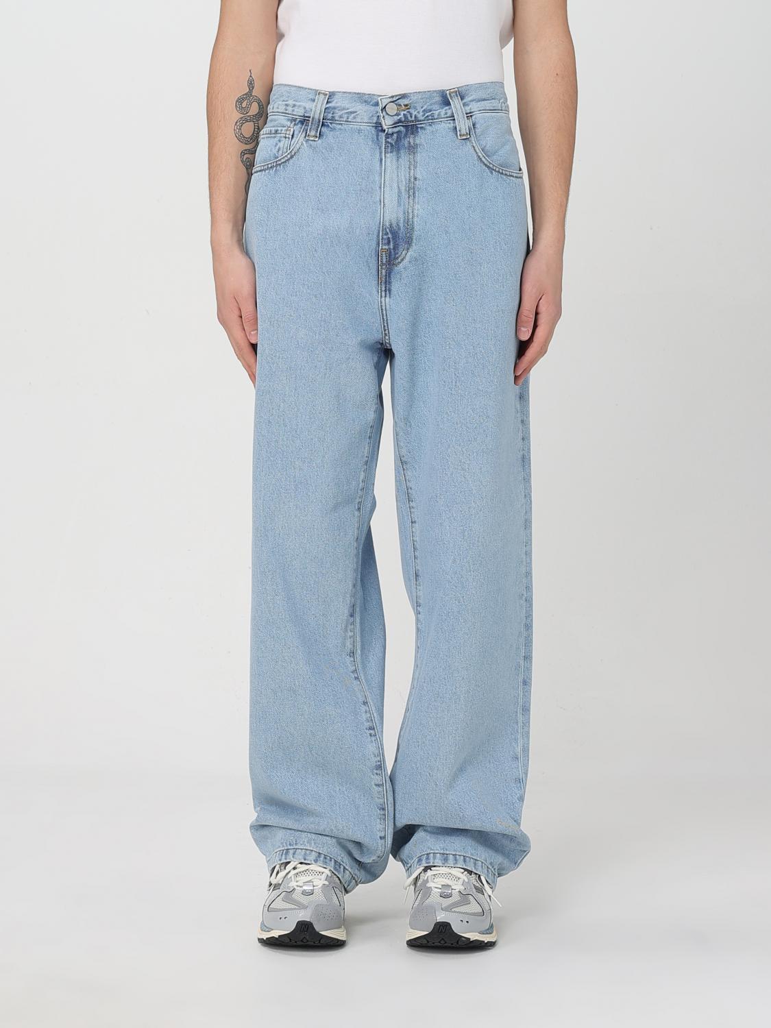 Carhartt Wide Leg Cotton Blend Denim Trousers In Hellblau