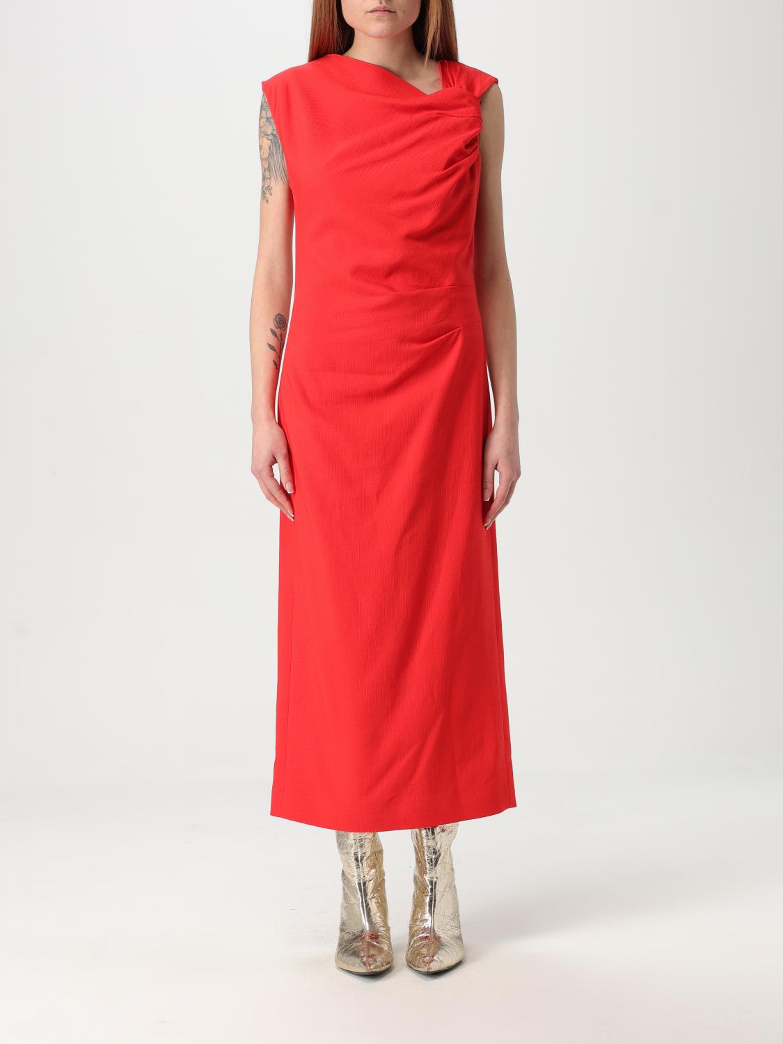 Msgm Red Dress With Fitted Silhouette In Red