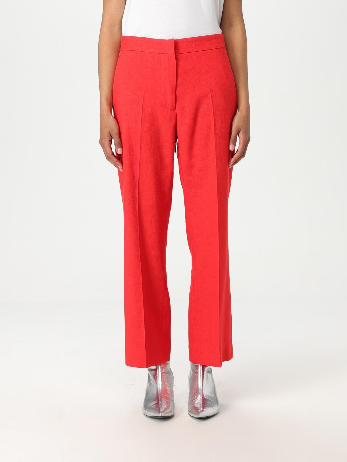 Msgm Red Tailored Pants With Belt Loops In Viscose Blend Woman In Red