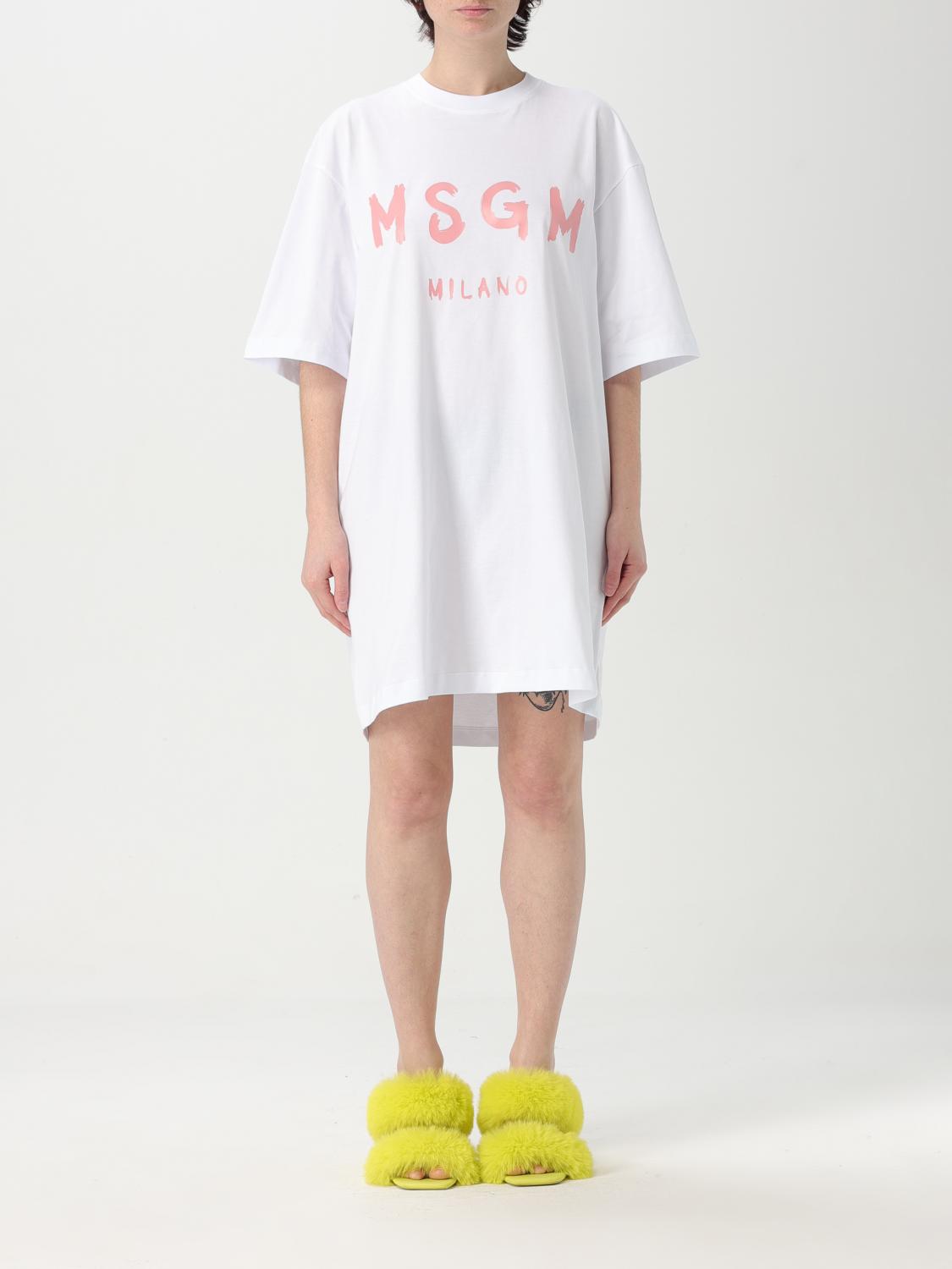 Msgm T-shirt Dress With Print In White