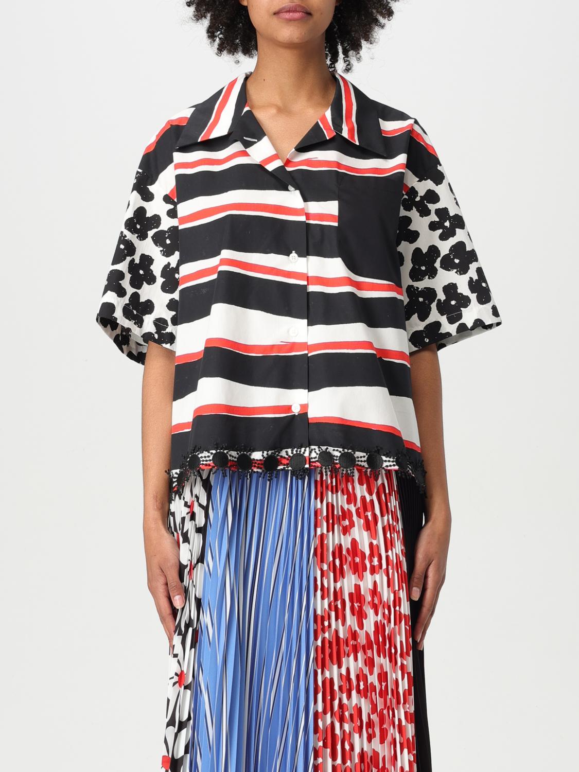 Msgm Printed Blouse Black In Black