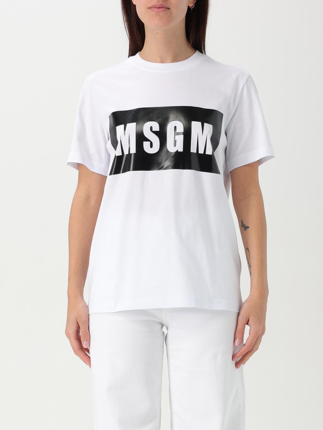 Msgm Logo Print Crewneck T-shirt In White