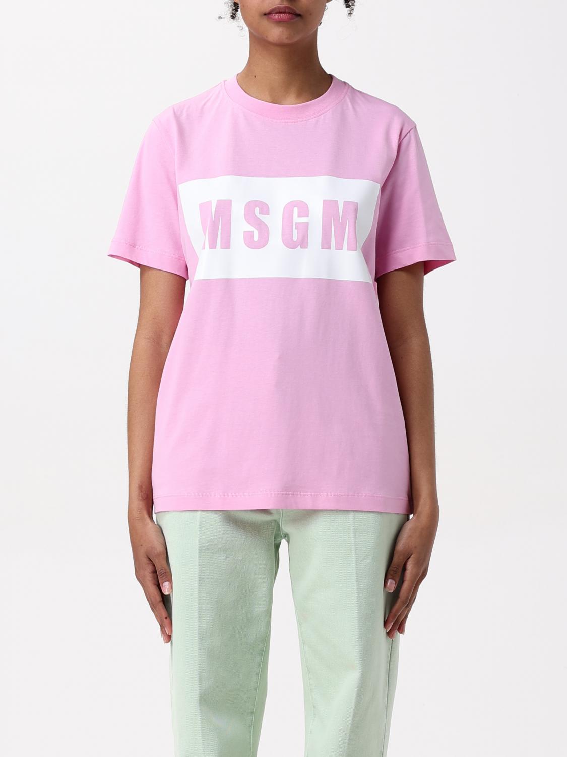 Msgm Logo-print Cotton T-shirt In Pink