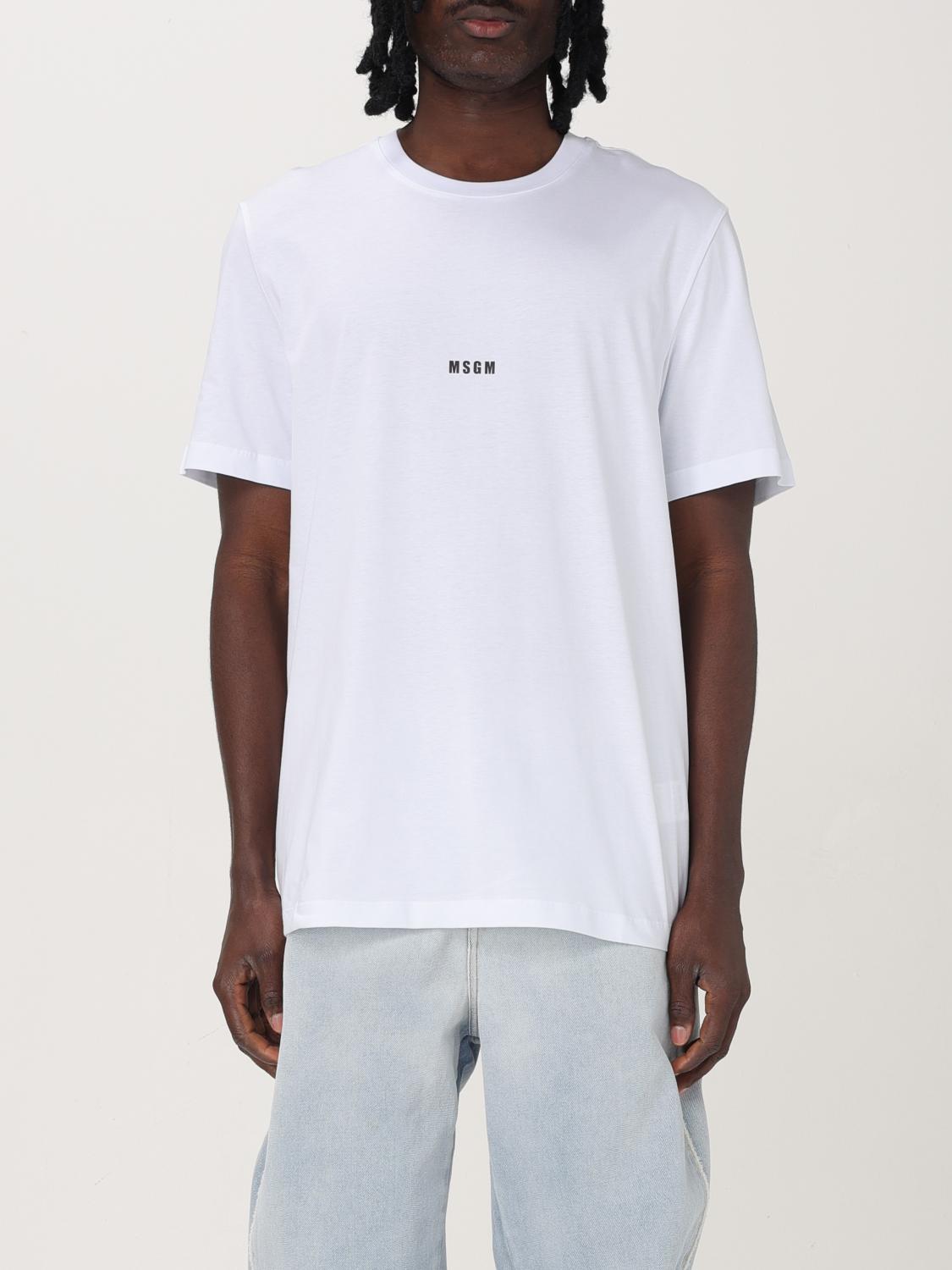Msgm T-shirt Bianca Logo Minimal In White